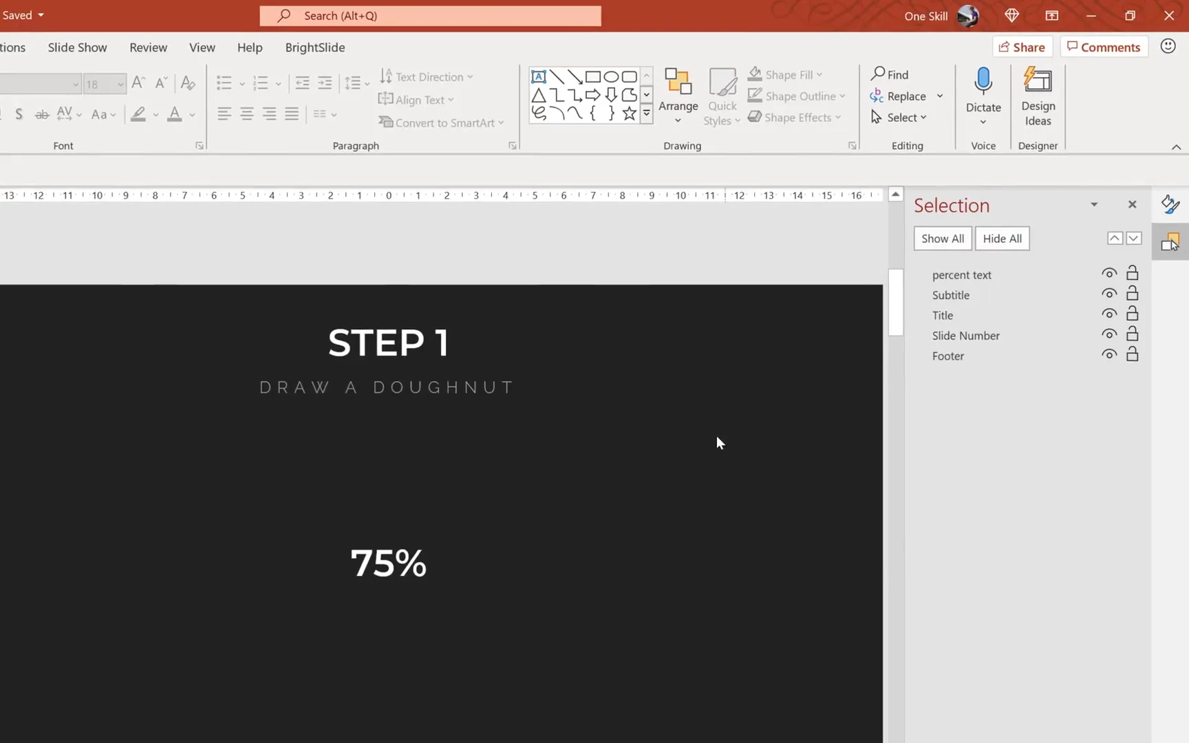 PowerPoint workspace with format, selection, and animation panes open