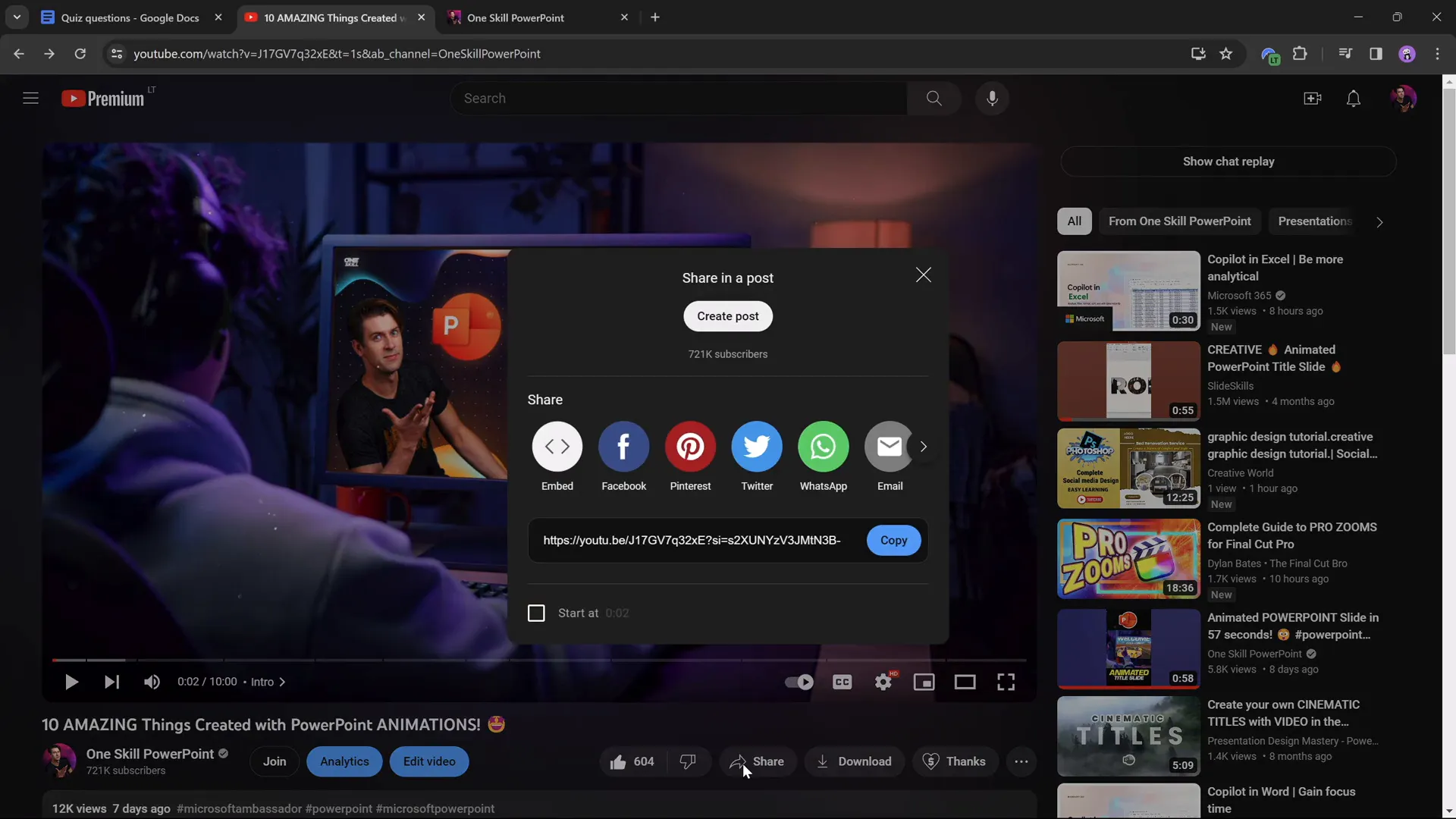 Inserting a YouTube video into PowerPoint using iSpring plugin