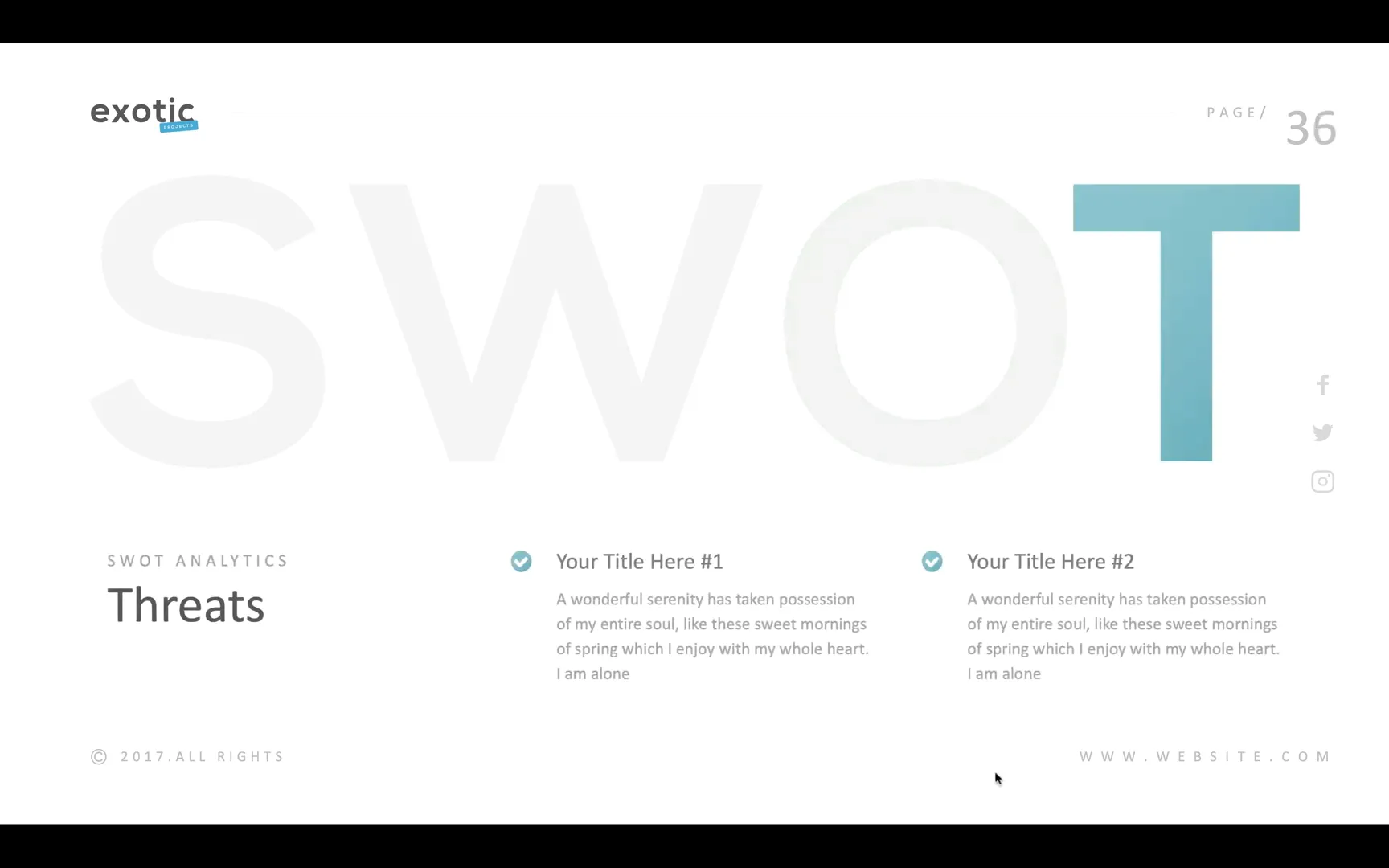 SWOT slide with smooth letter transitions