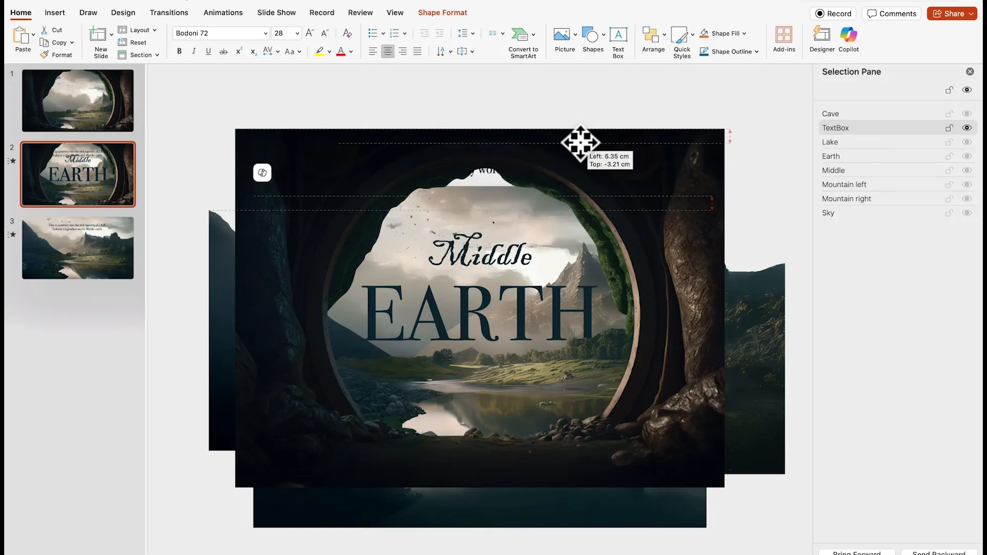 Organizing text layers for depth and animation