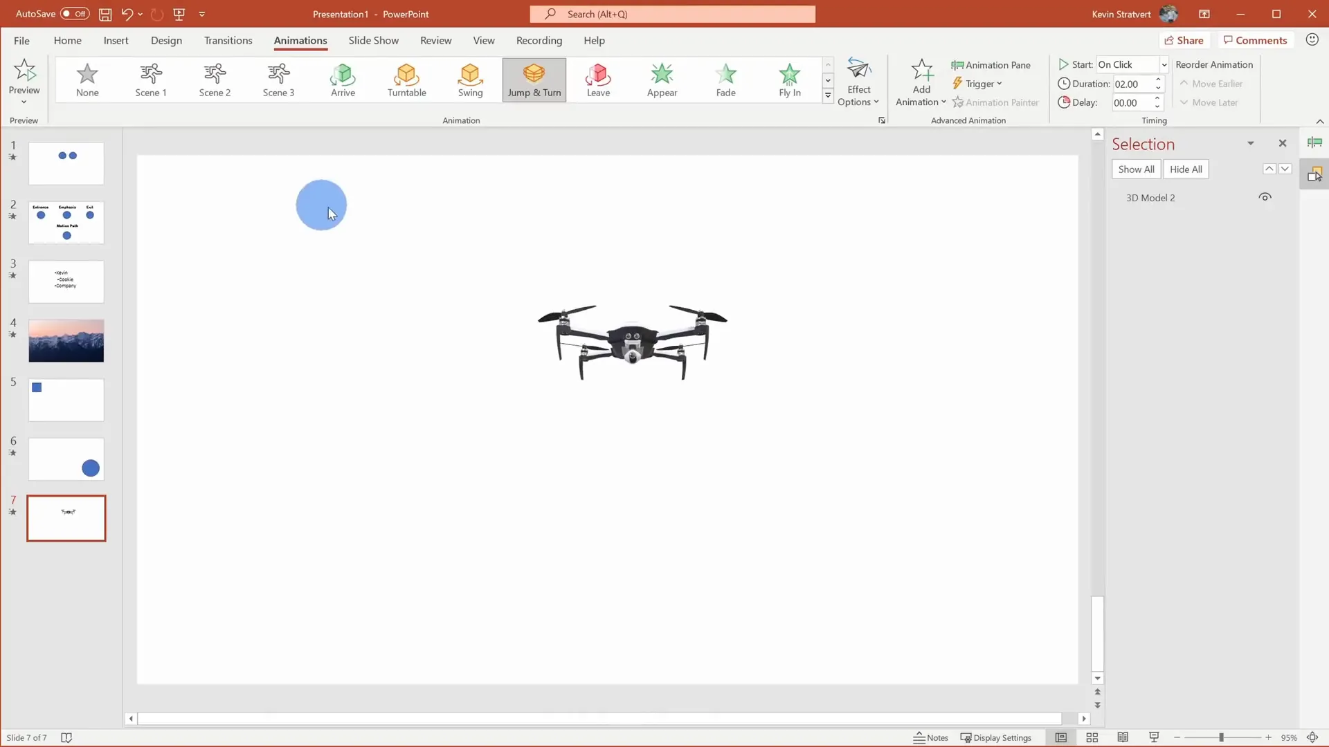 Animating 3D drone model in PowerPoint