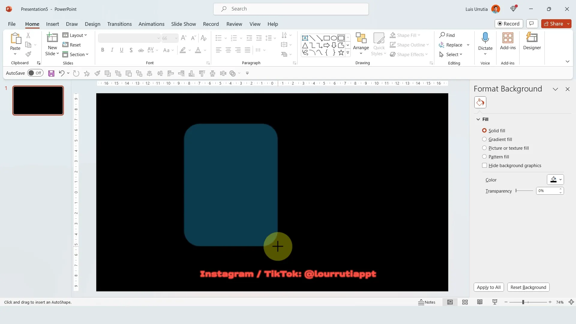 Inserting rounded rectangle shape