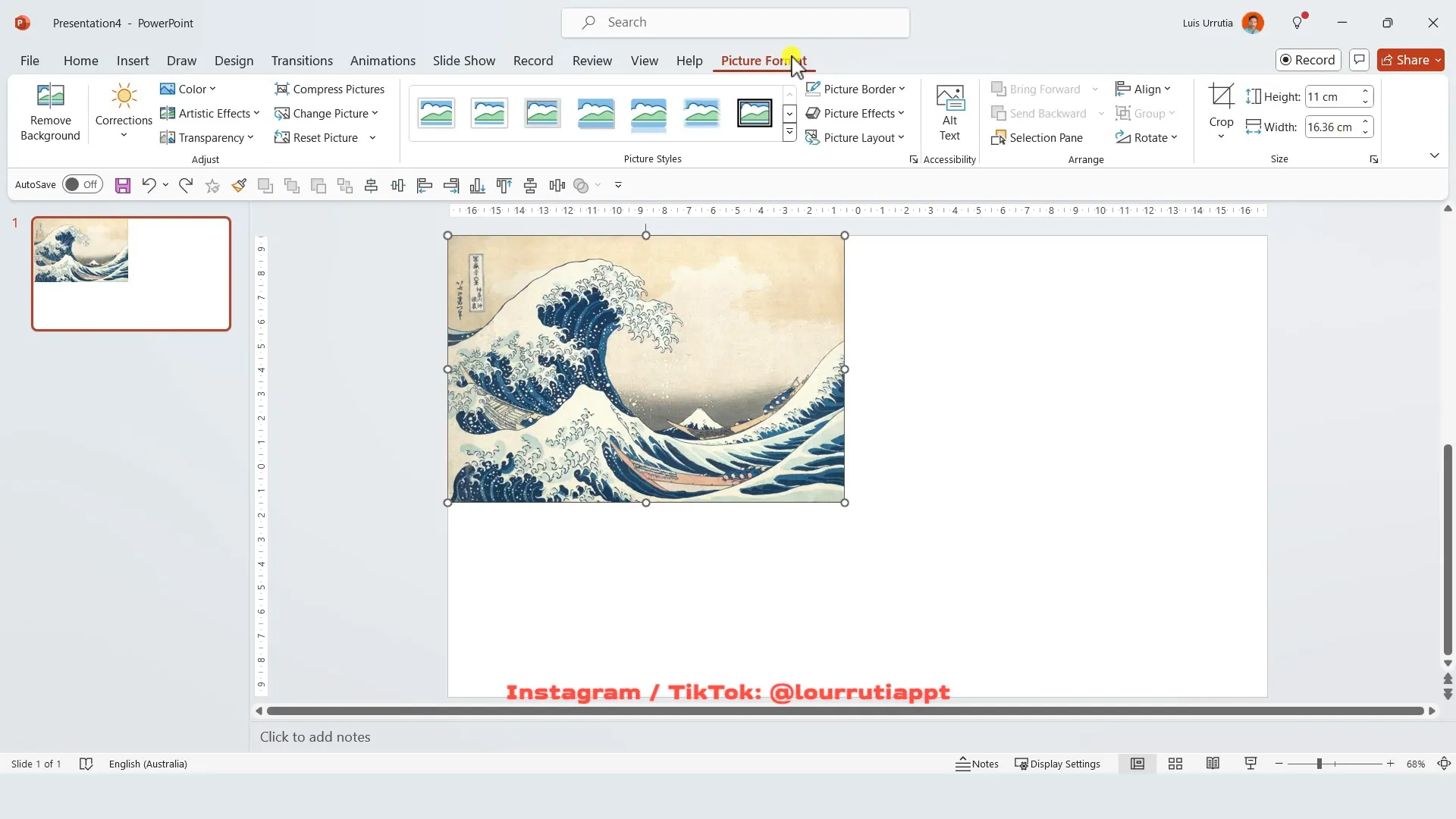 Inserting and cropping image to 16:9 aspect ratio
