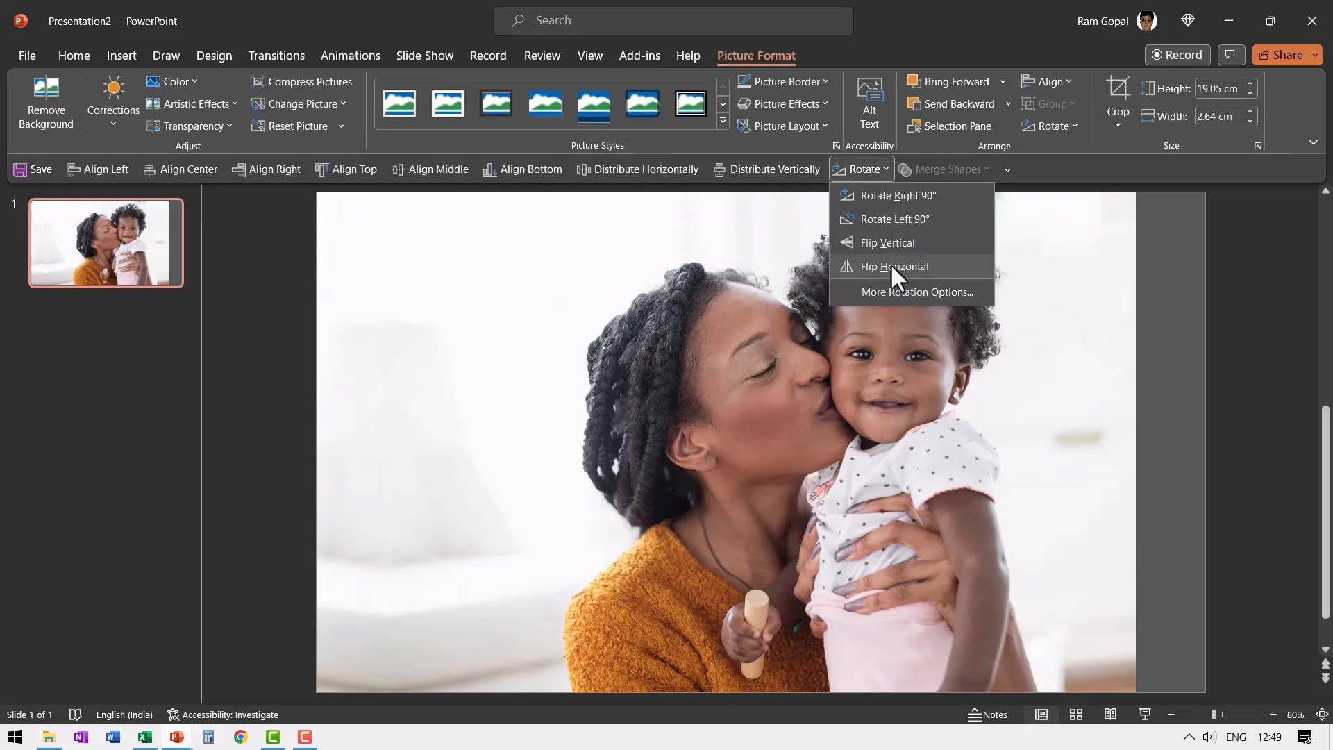 Extending photo on the left side with flip horizontal applied