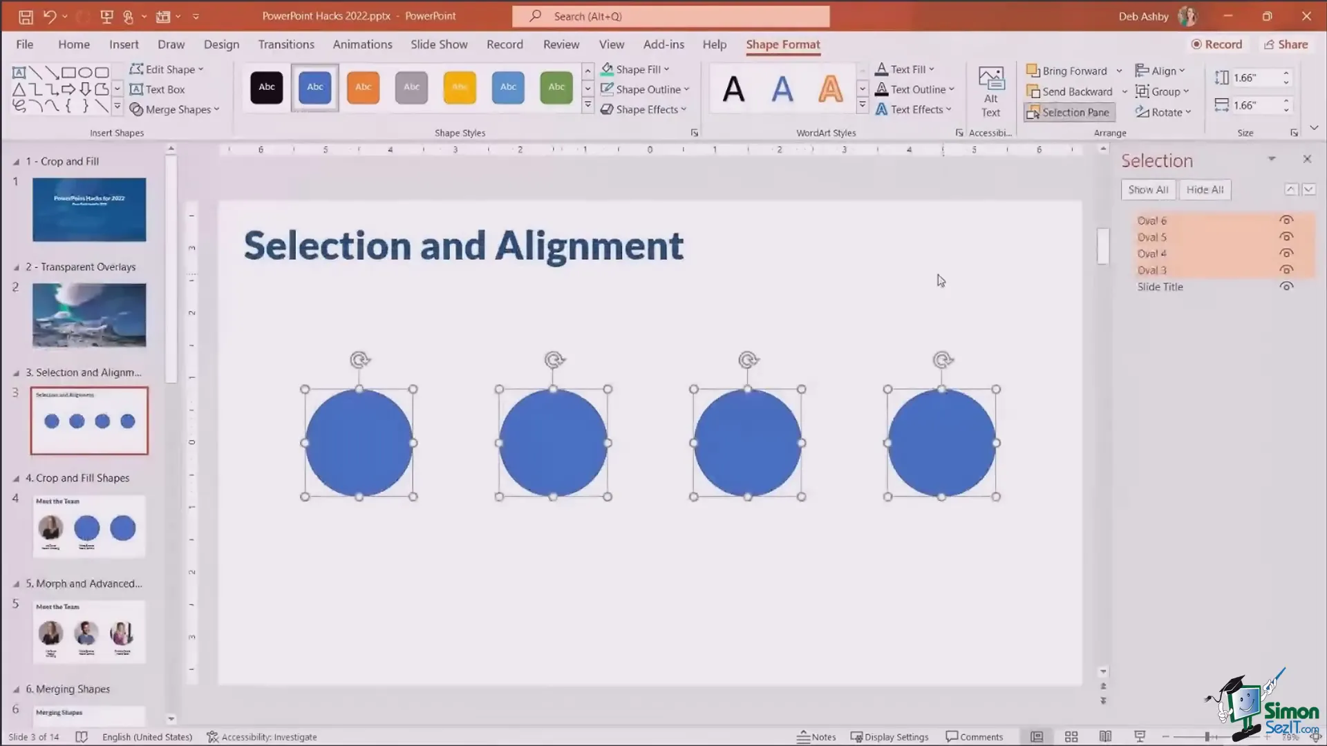 Using the selection pane to manage slide objects