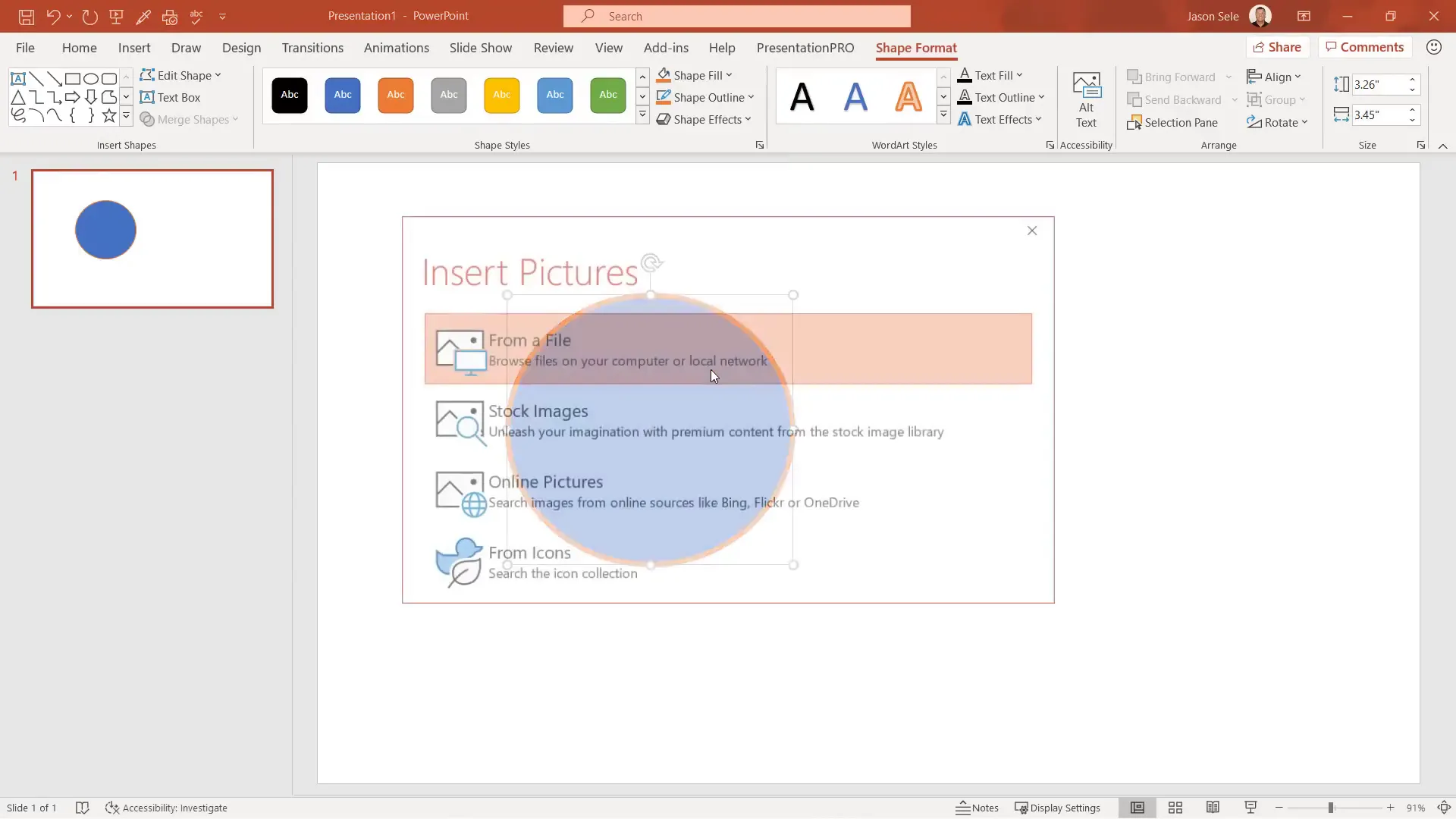 Filling a shape with a picture and cropping it in PowerPoint