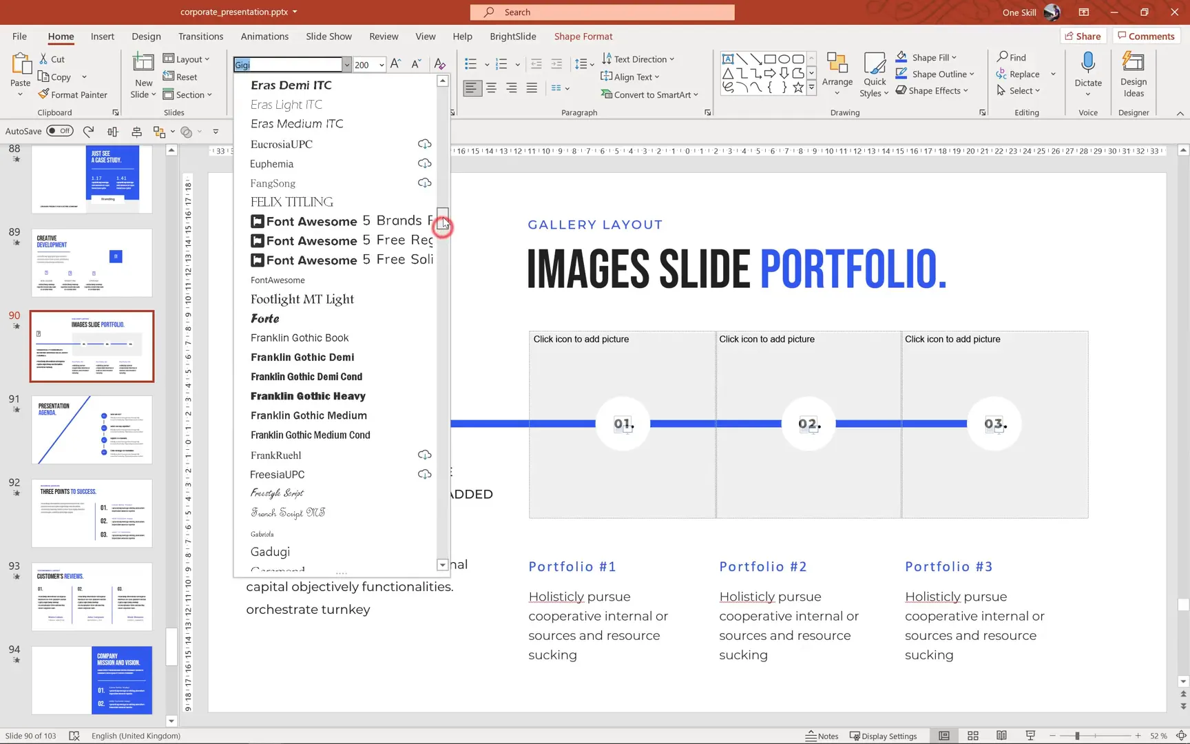 Font Awesome icon issue in PowerPoint template