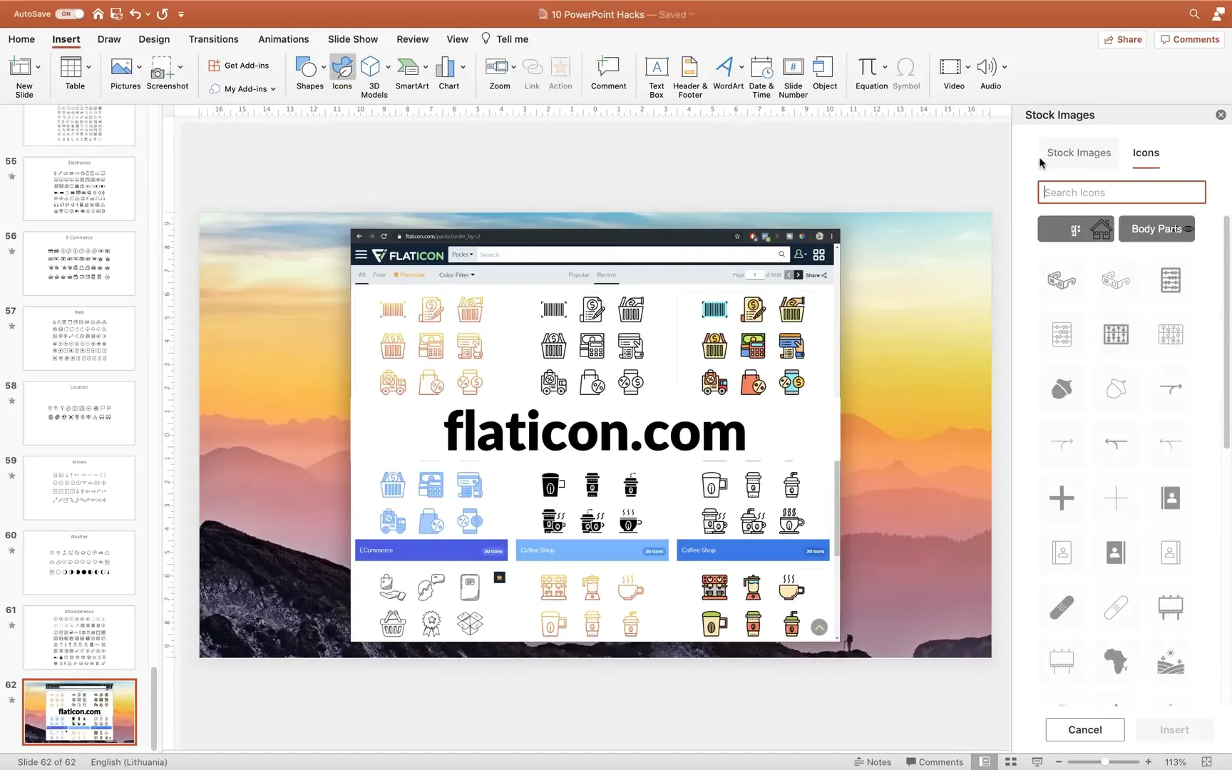 Using icons instead of bullet points in PowerPoint slide