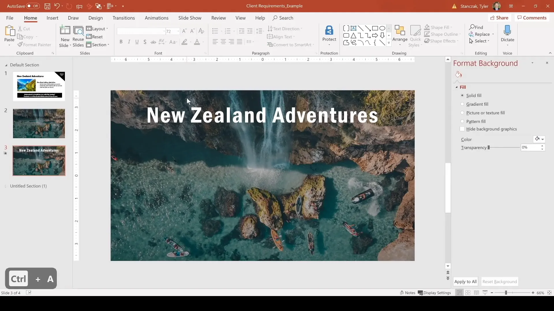 Styling slide title with modern font and shadow