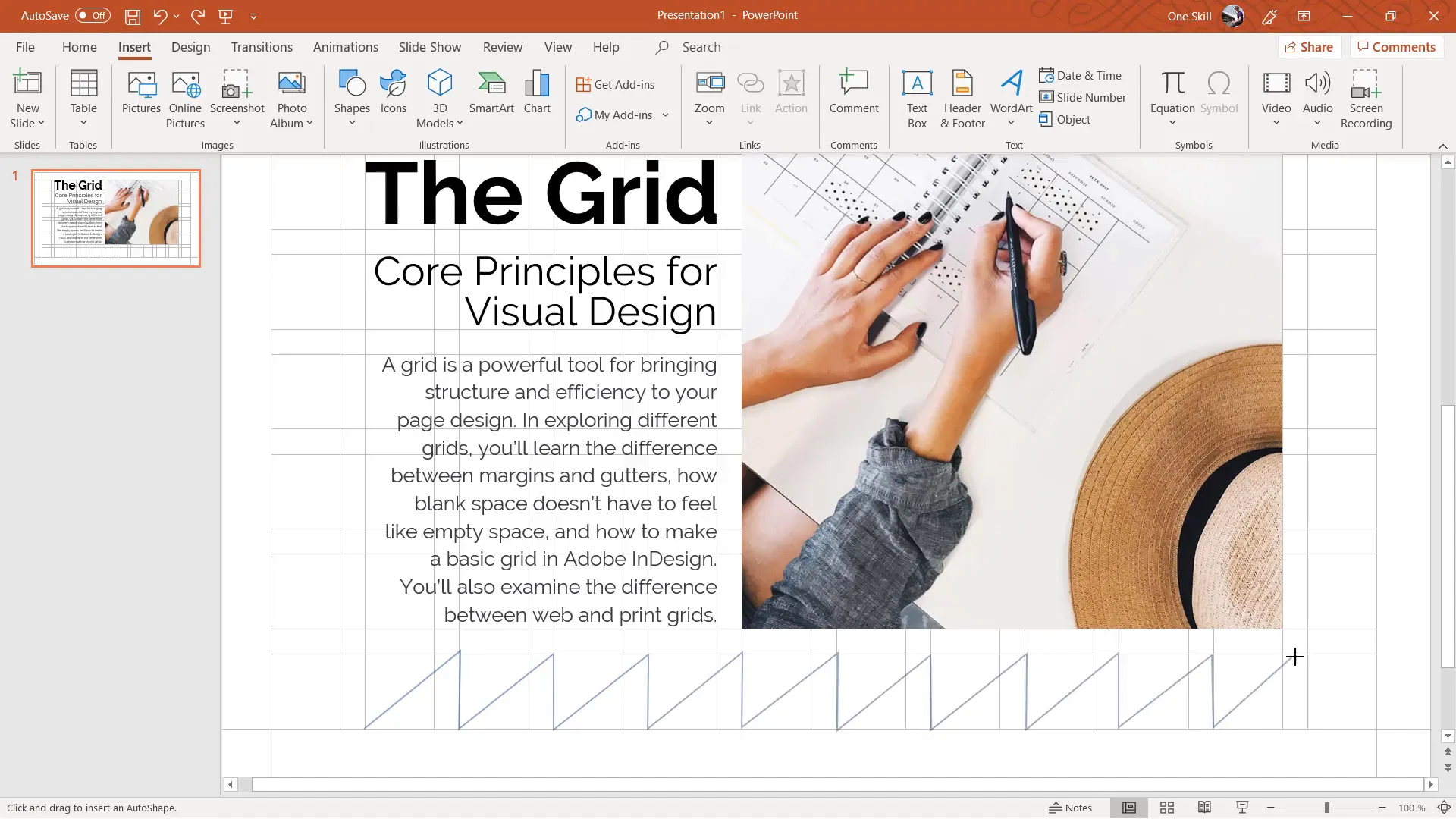 Creating custom freeform graphical element for slide
