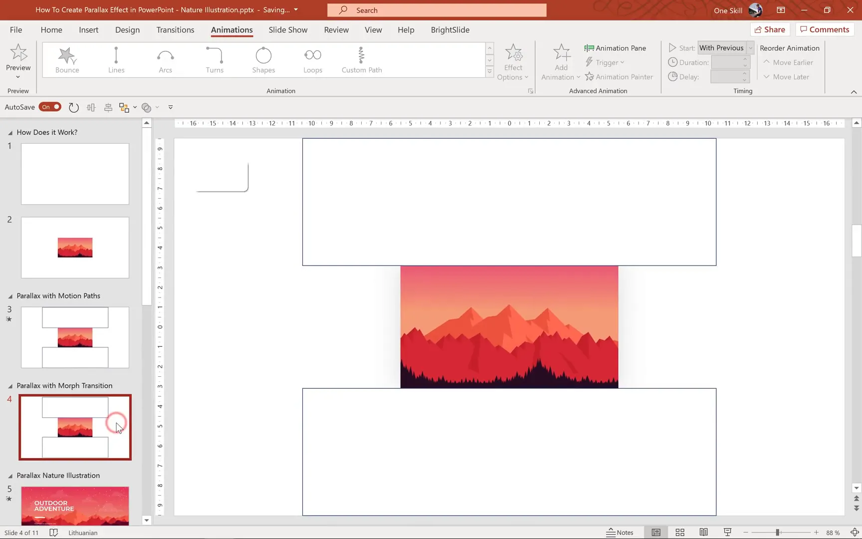 Using selection pane to hide and move layers for morph transition
