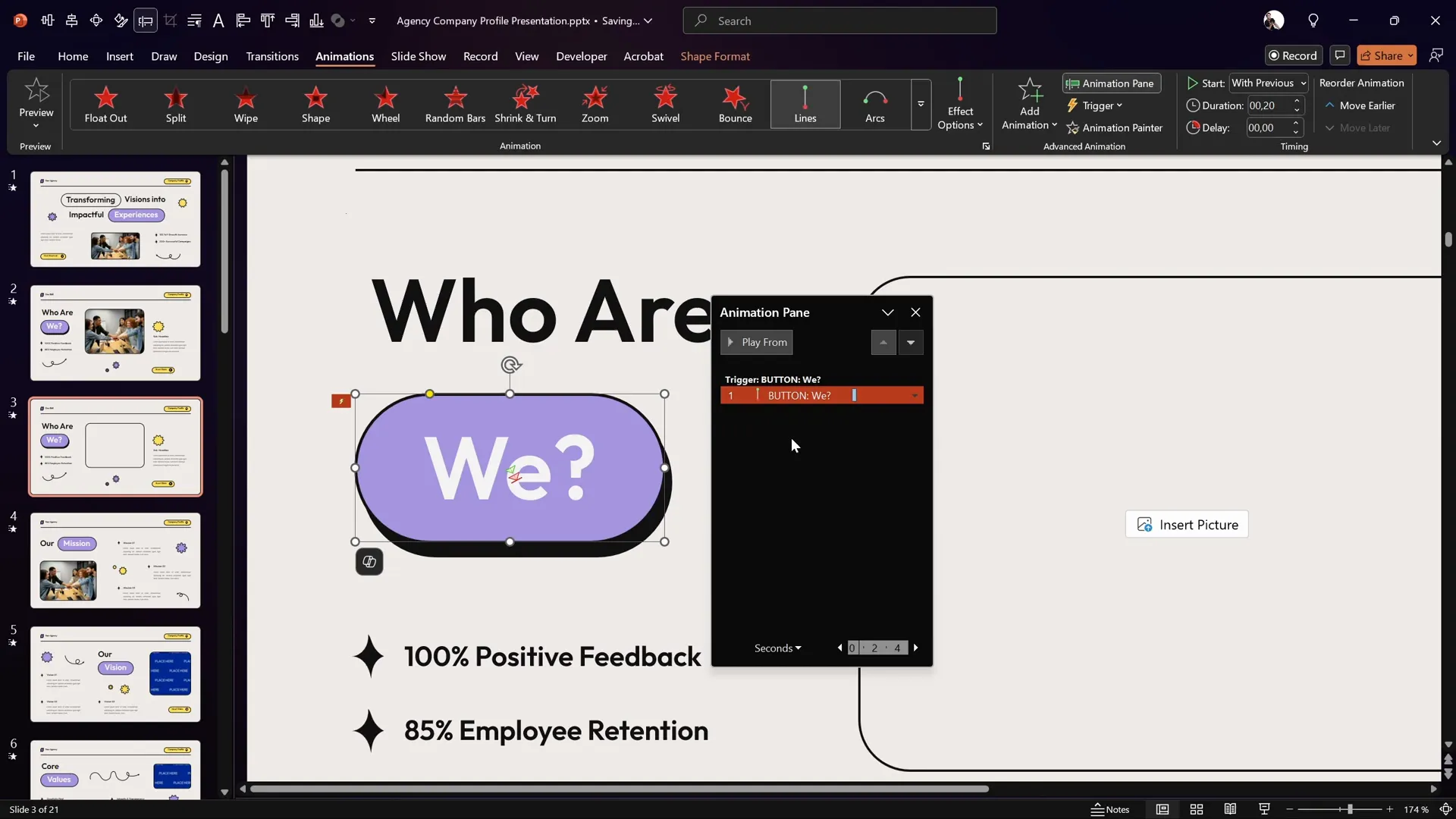 Setting animation trigger to button click
