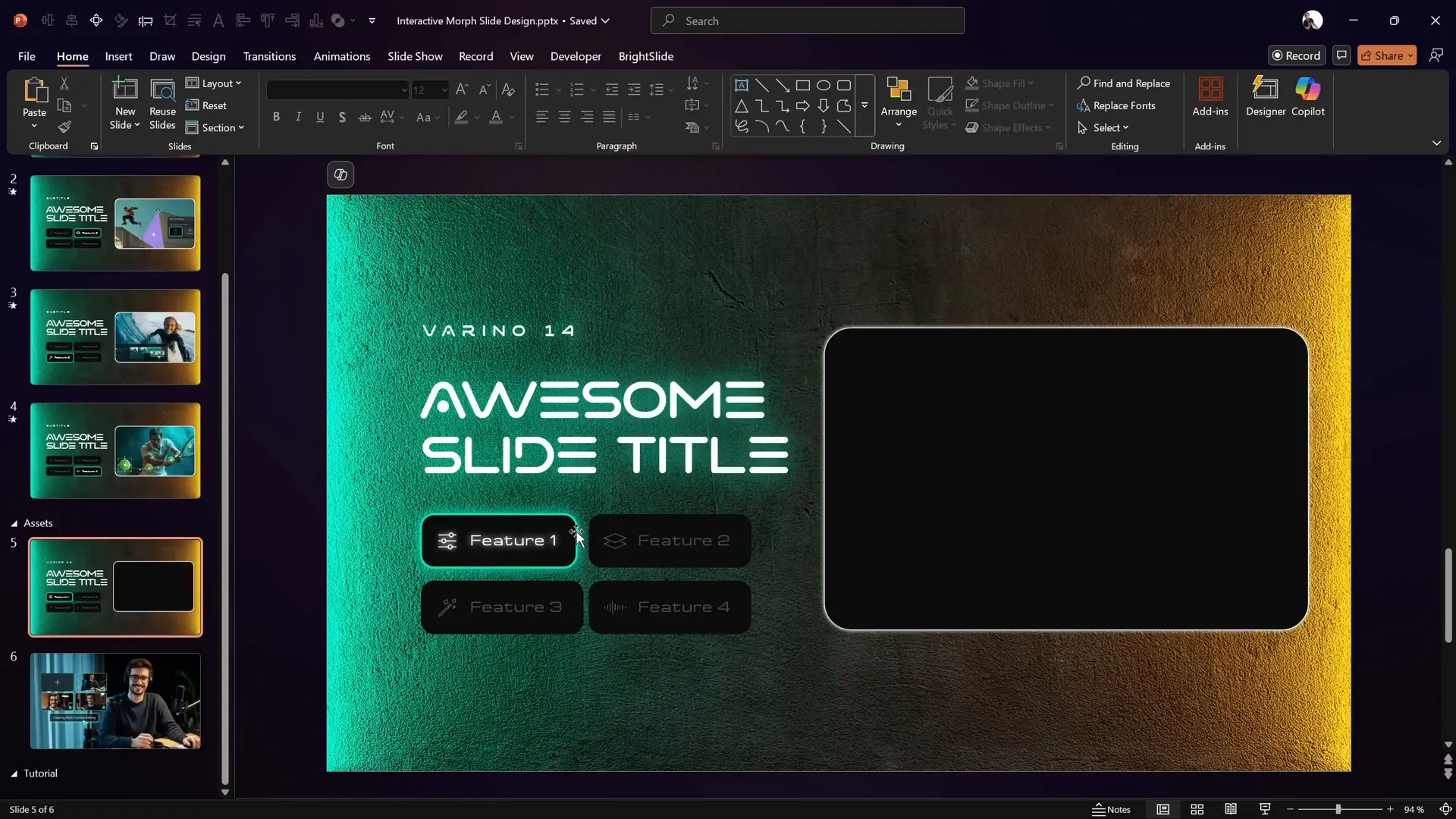 Four rounded rectangle buttons with icons, showing active and inactive states