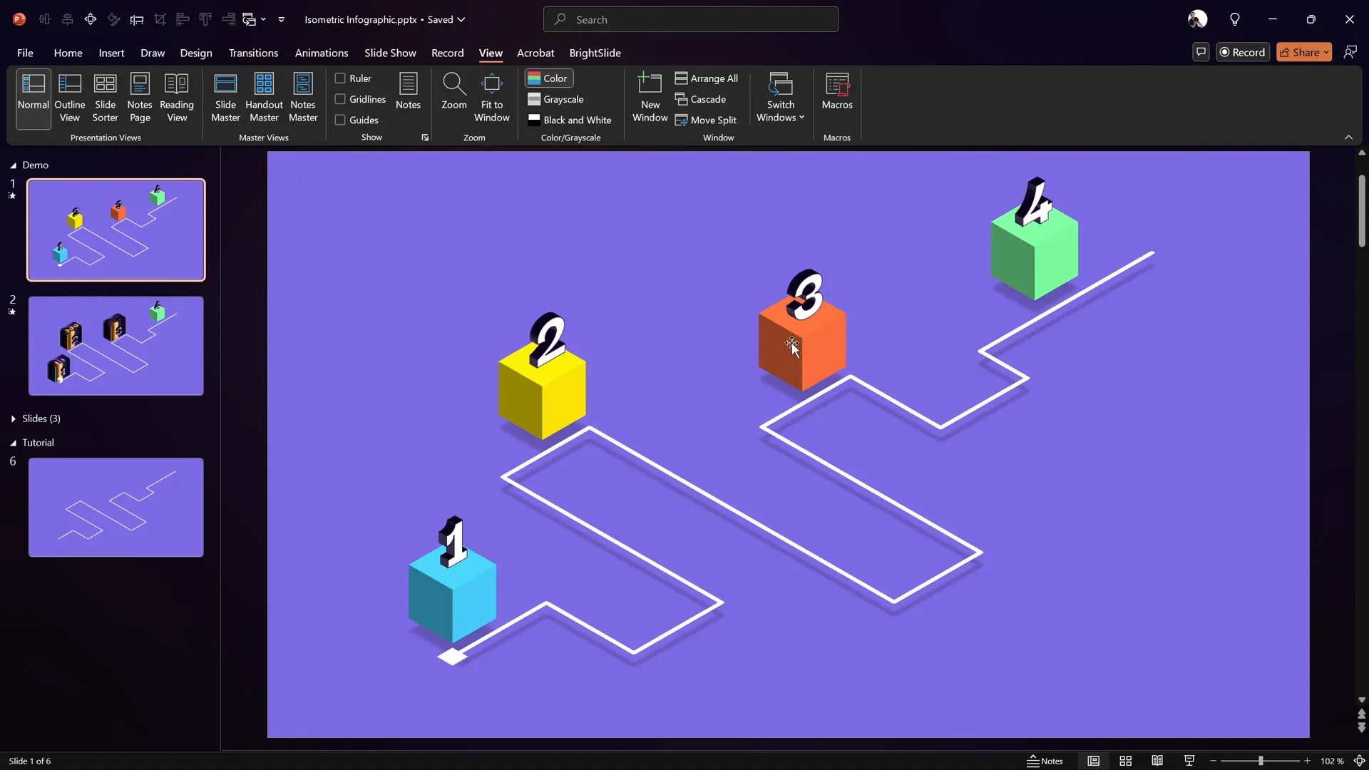 Subtle shadow added to the isometric roadmap for depth