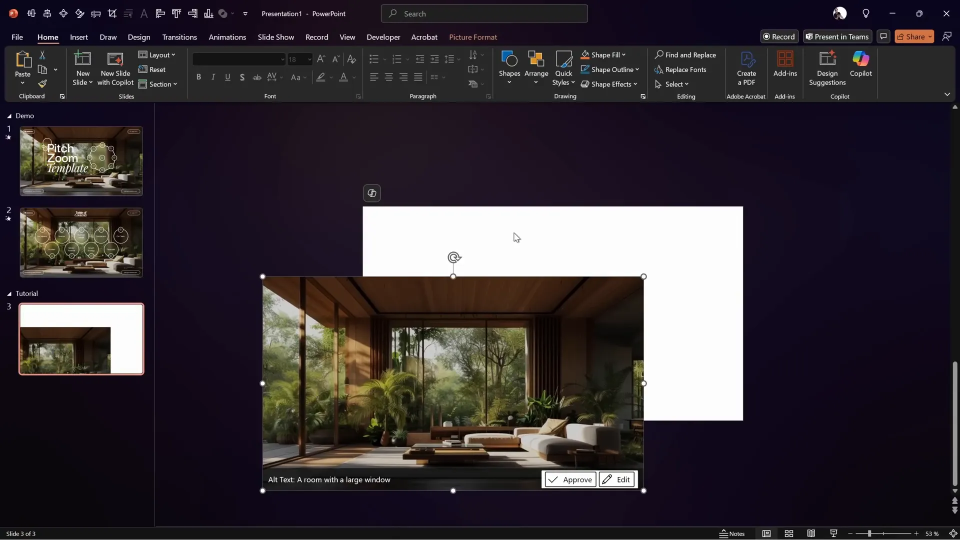Pasting the background image onto a blank PowerPoint slide