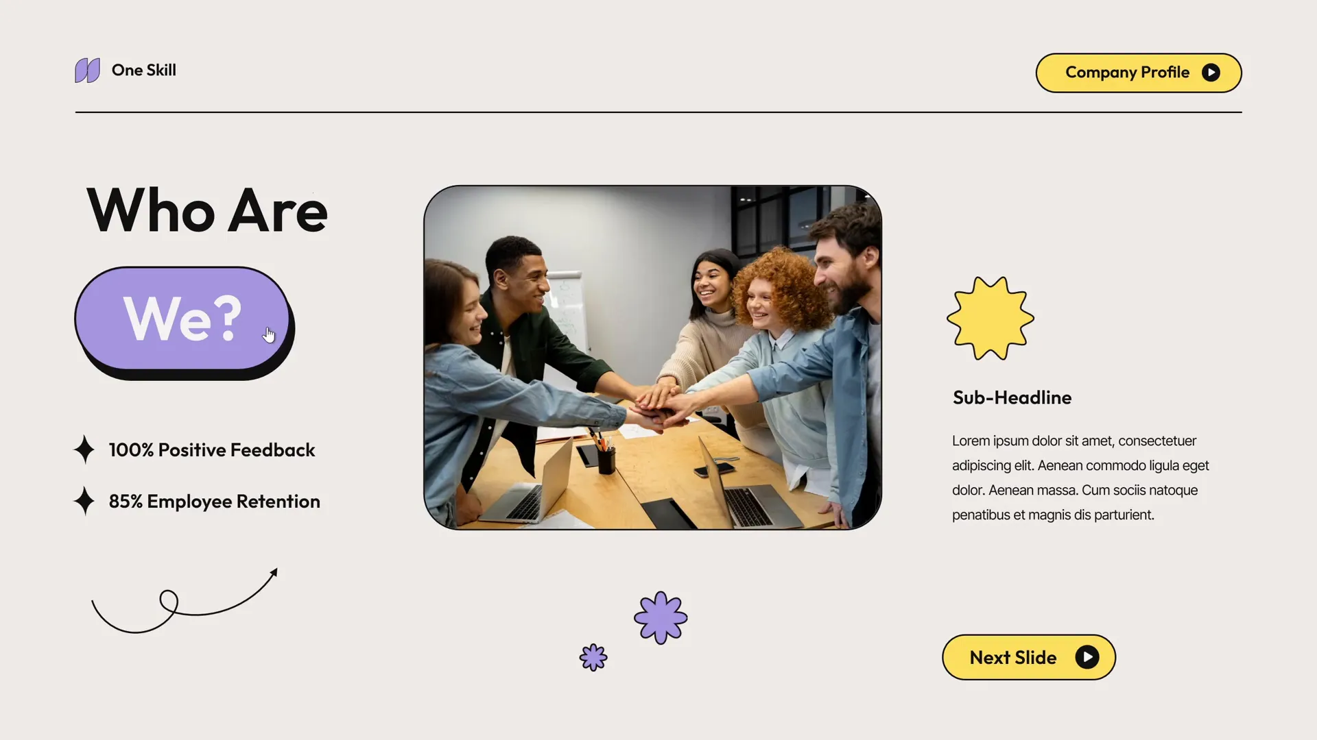 Full screen preview of interactive slide with button press, photo popup, and spinning stars