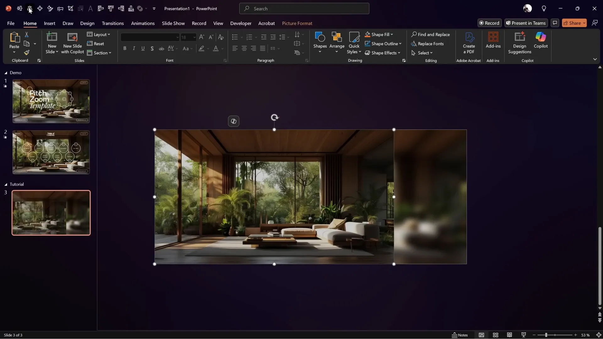 Applying blurred image as slide background and placing original image on top