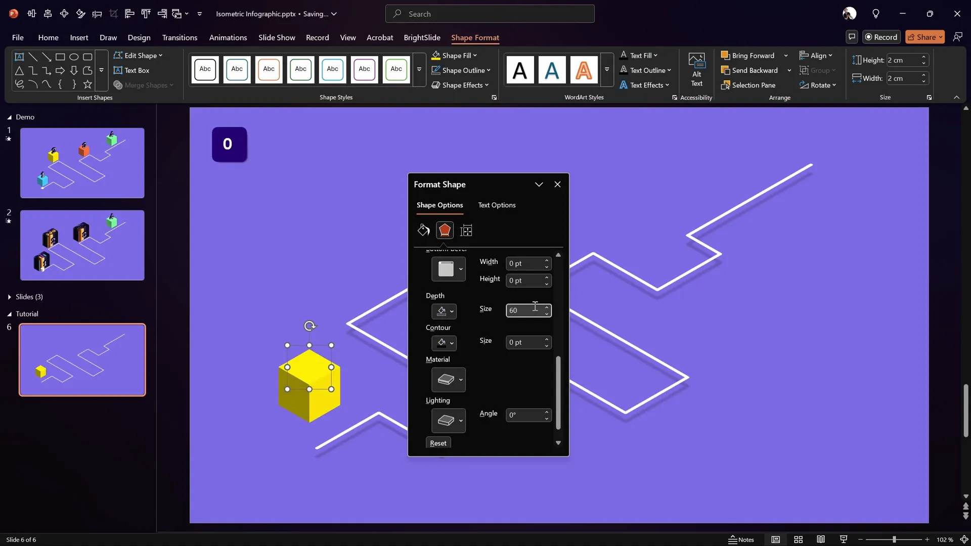 Creating a 3D cube by applying isometric rotation and depth
