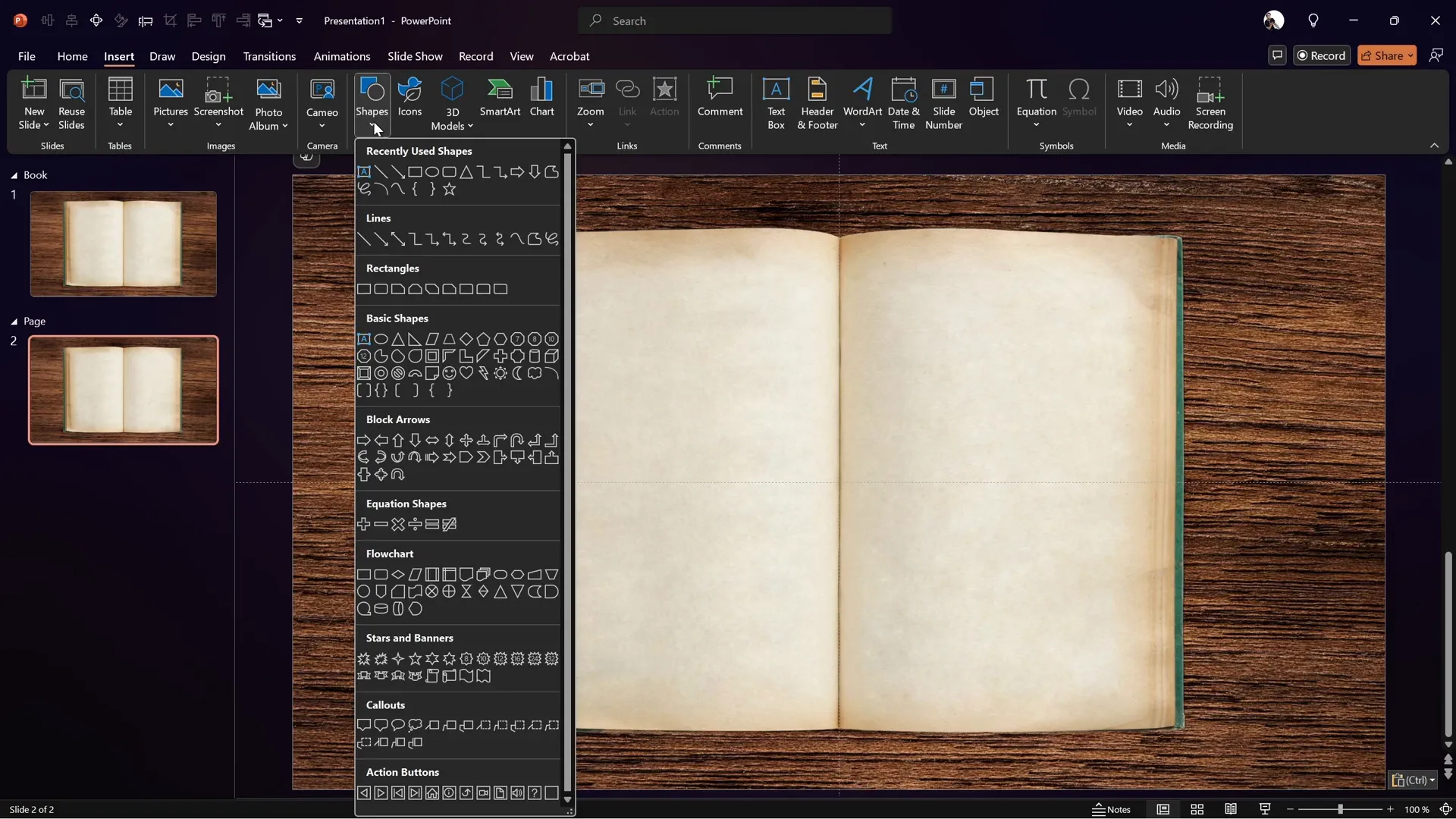 Rectangle shape created to cut out right page of book