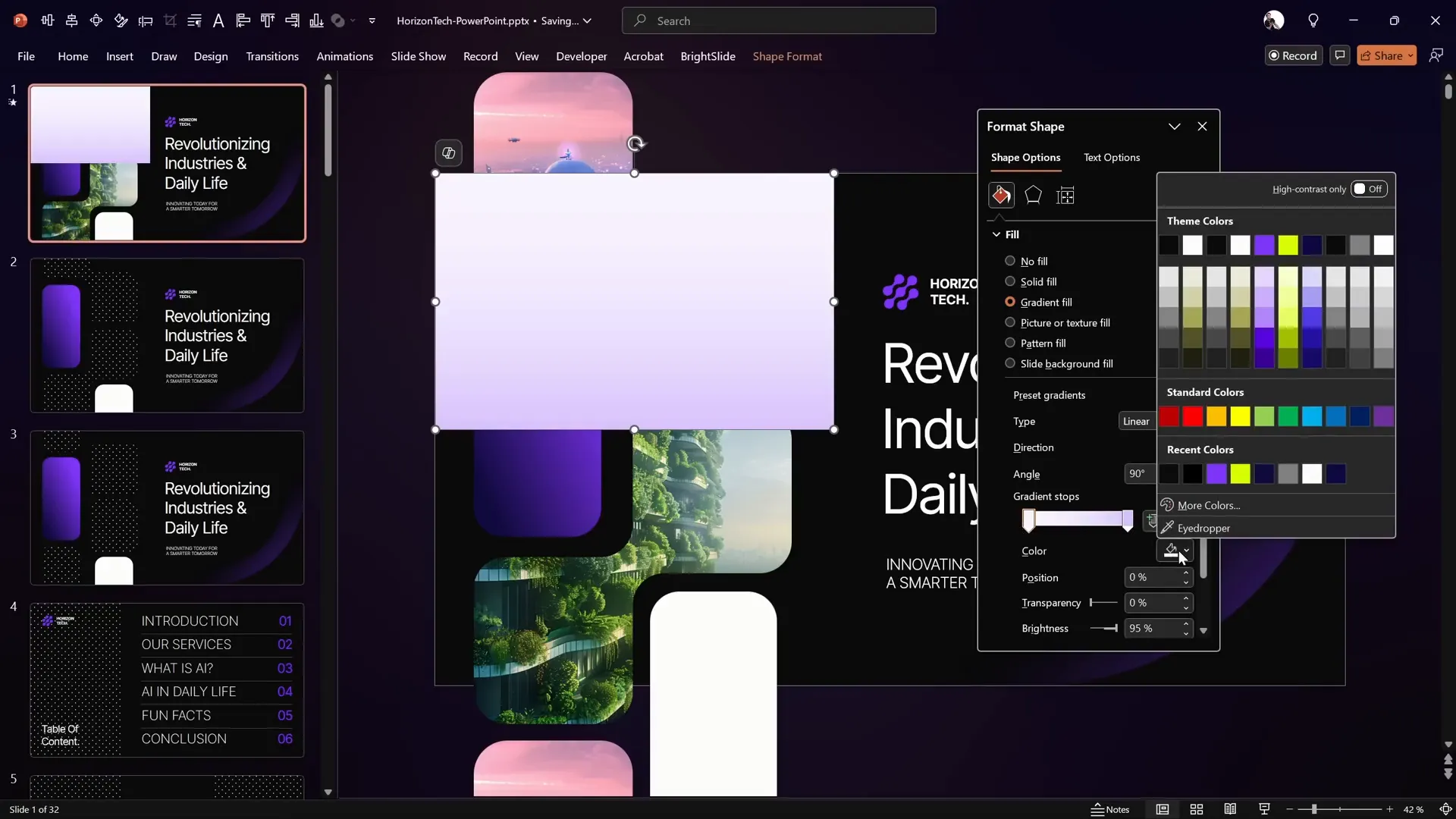 Adding gradient shadow rectangles to top and bottom of slide