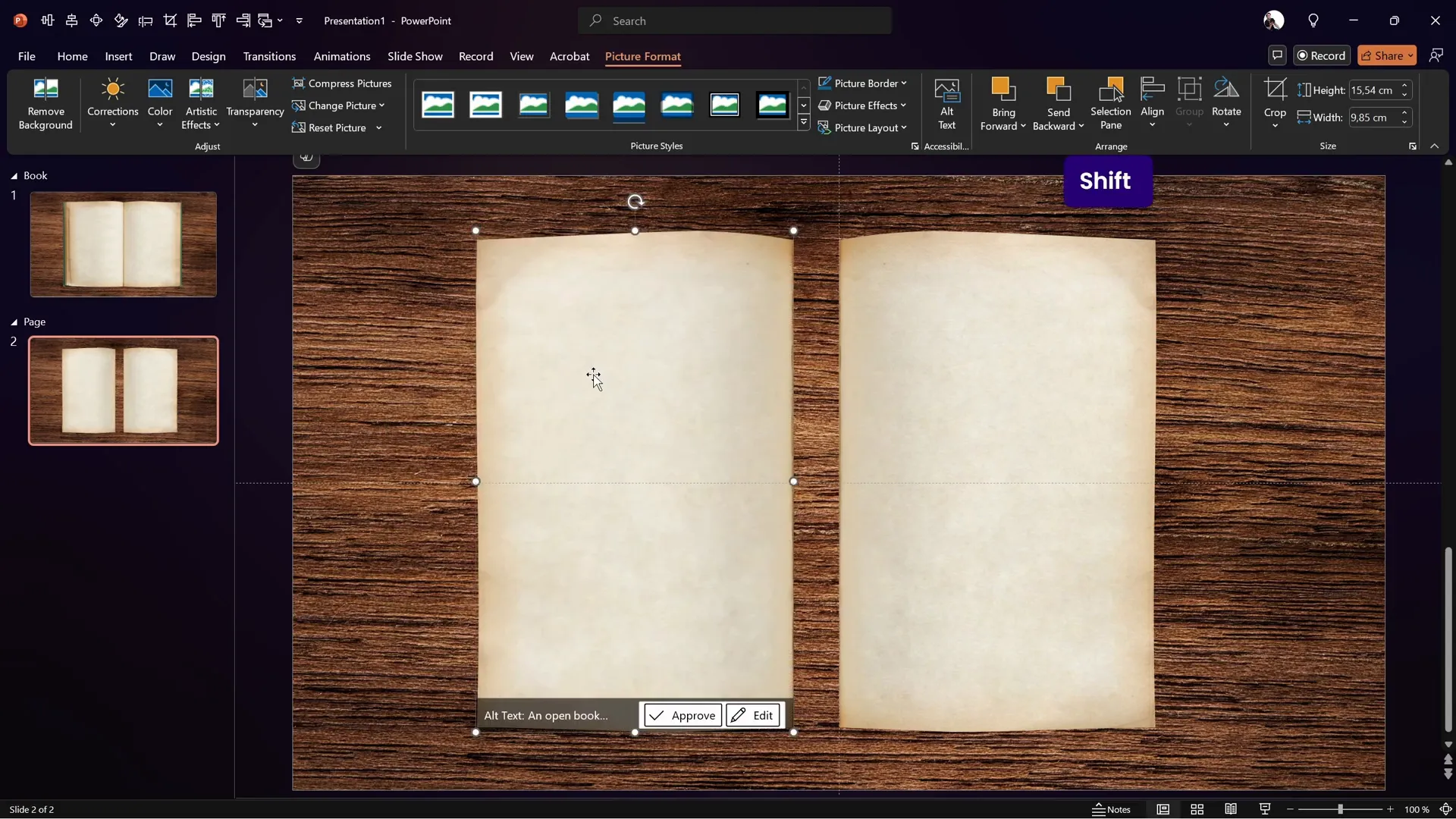 Right page cut out and flipped to create left page