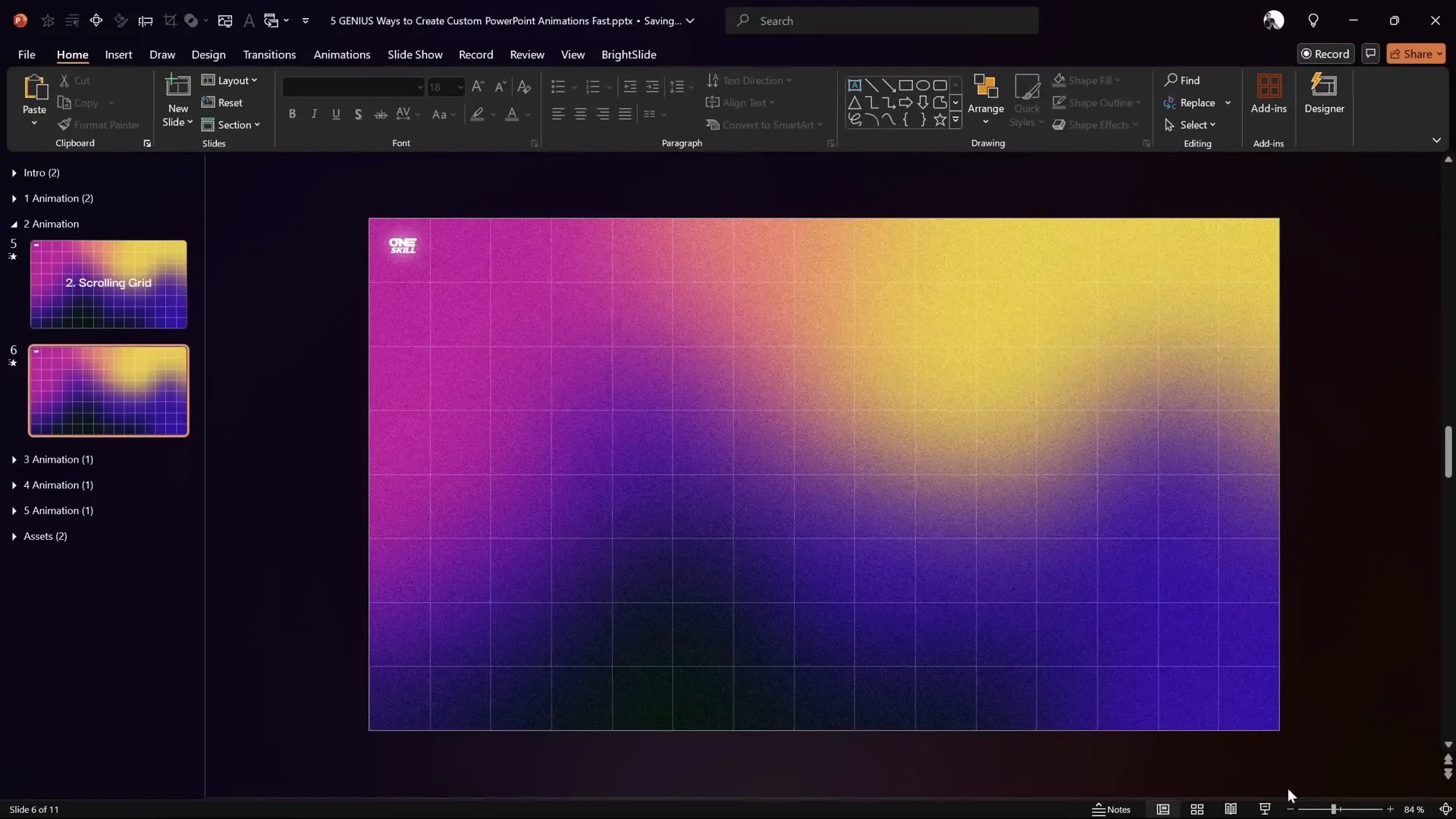 Scrolling grid background animation in PowerPoint
