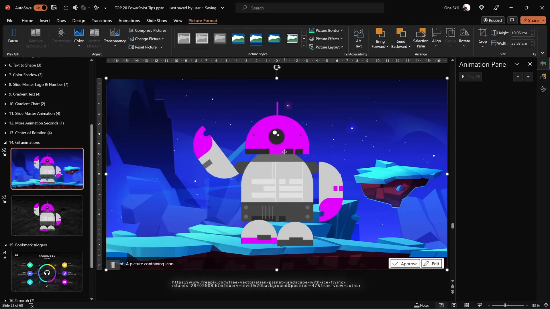 Robot GIF combined with PowerPoint motion path animation