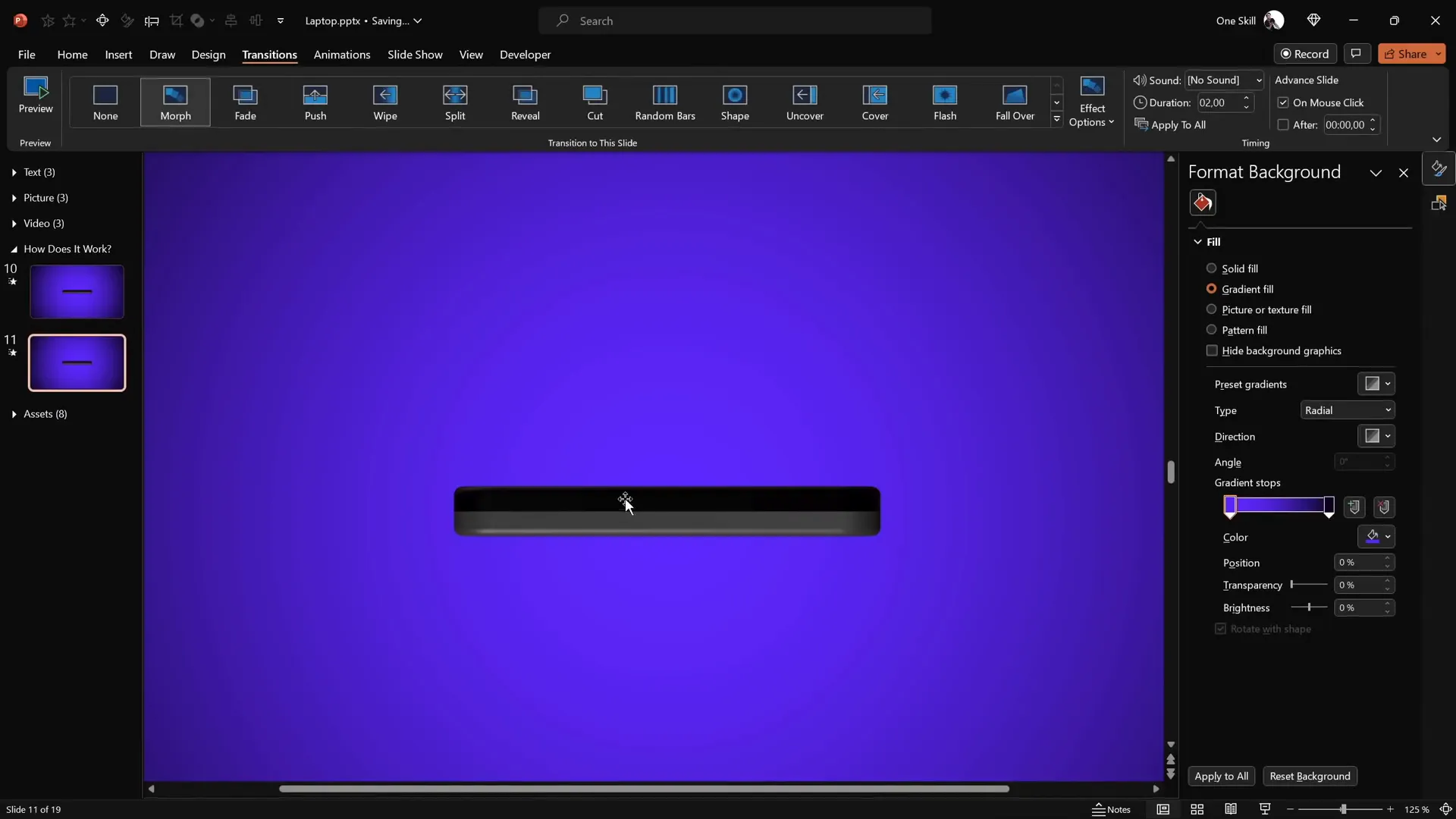 Setting rotation angles for closed laptop position