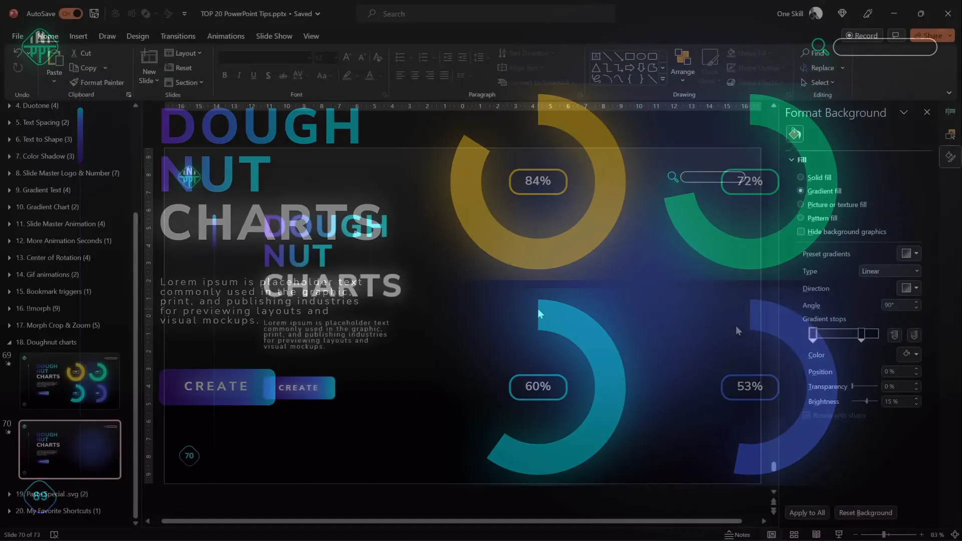 Donut chart with auto-updating visible and invisible parts using formulas