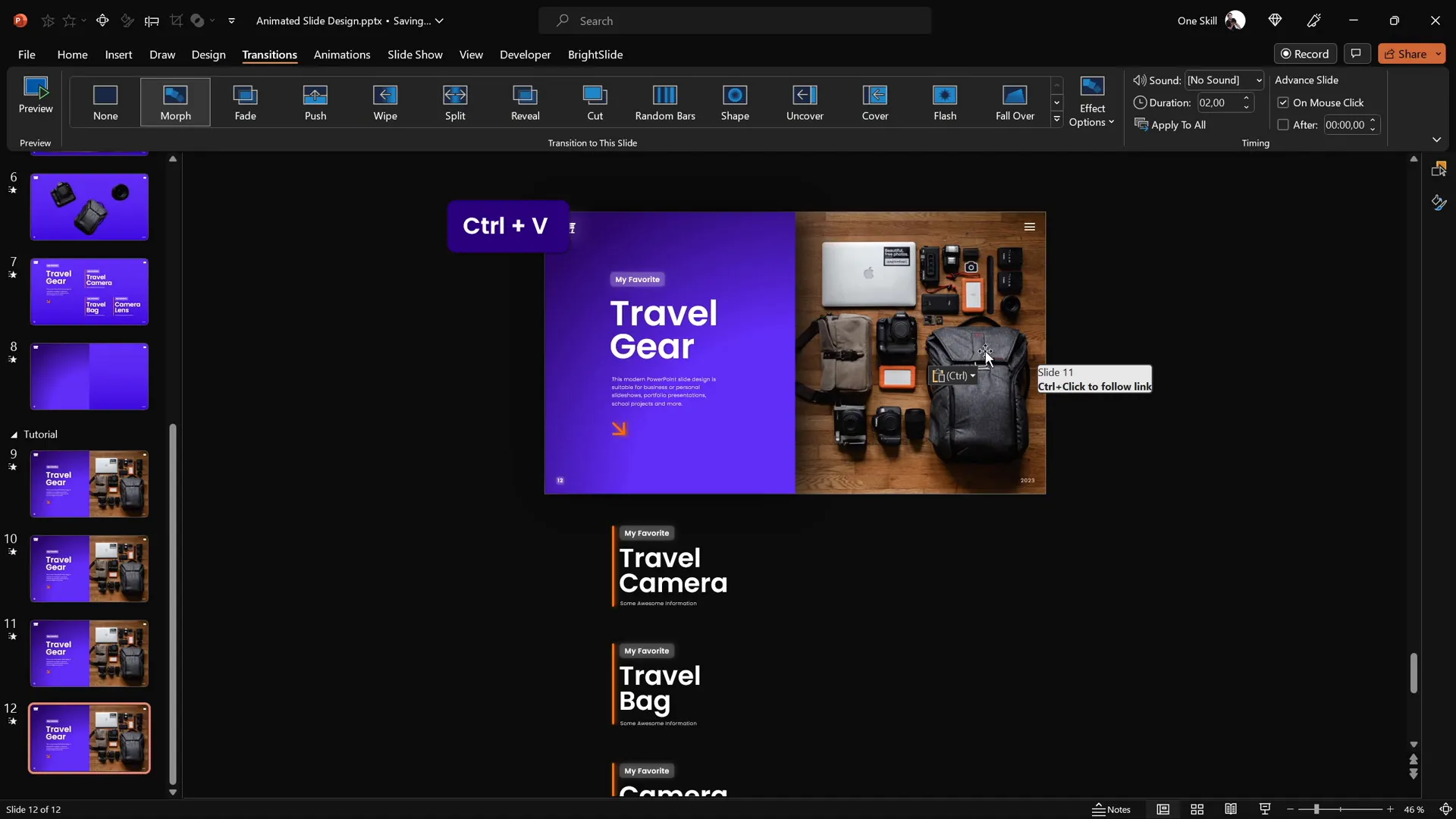 Applying Morph transition to slides
