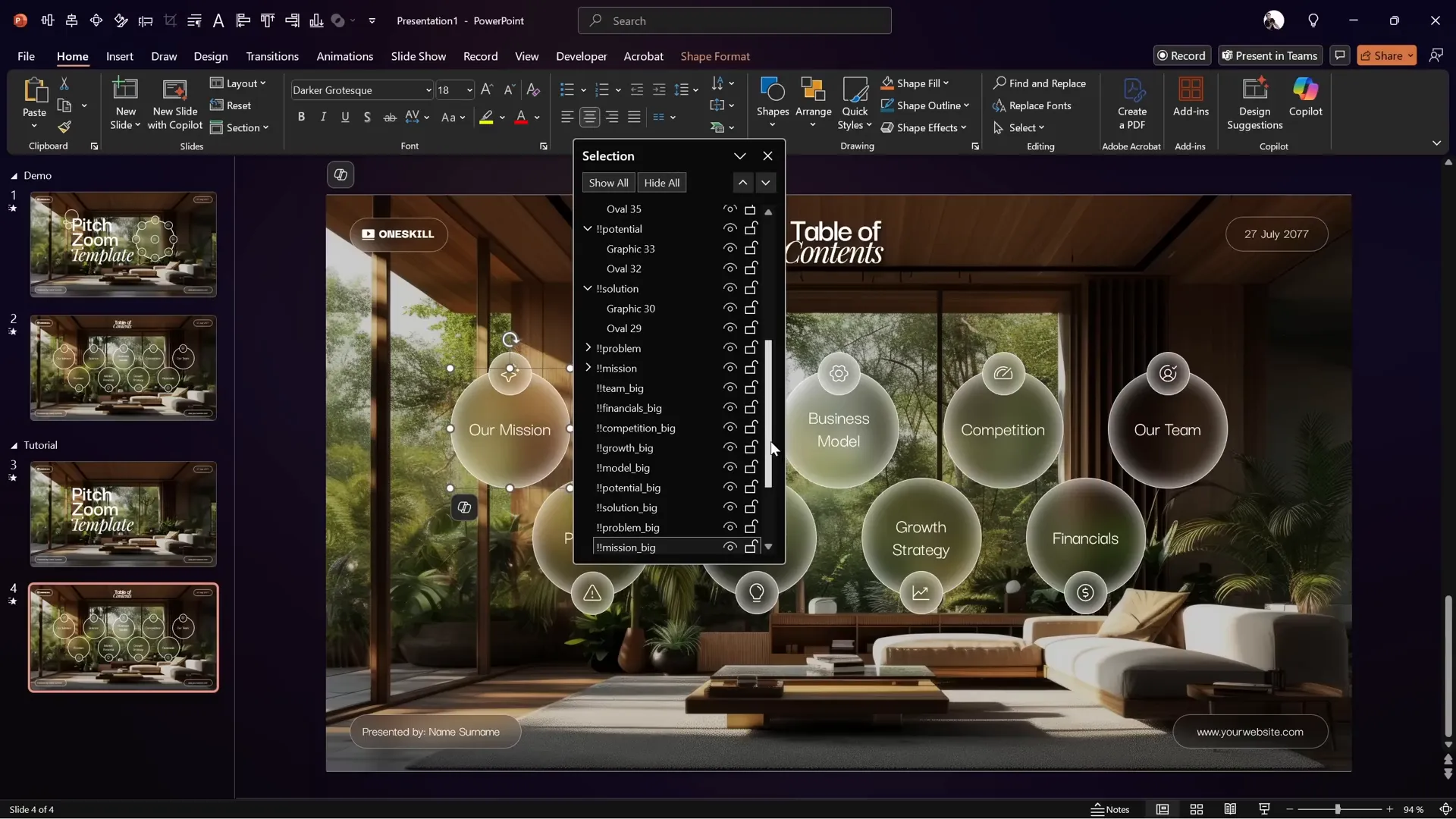 Naming glassmorphic circles with double exclamation marks for morph transition