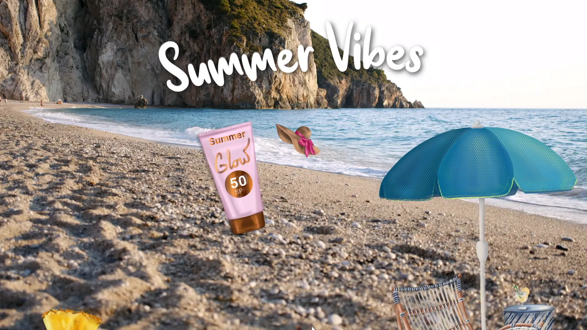 Final looping animation of summer illustrations on slide