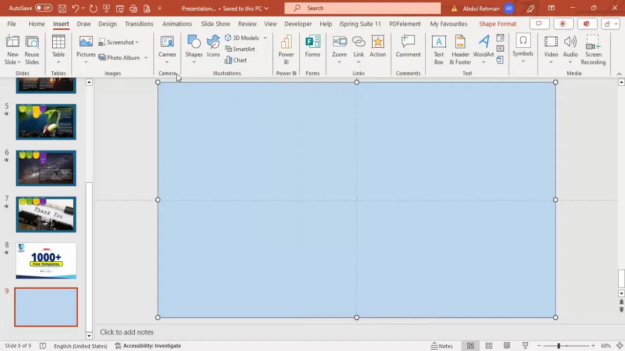 Rectangle shape covering entire PowerPoint slide as background