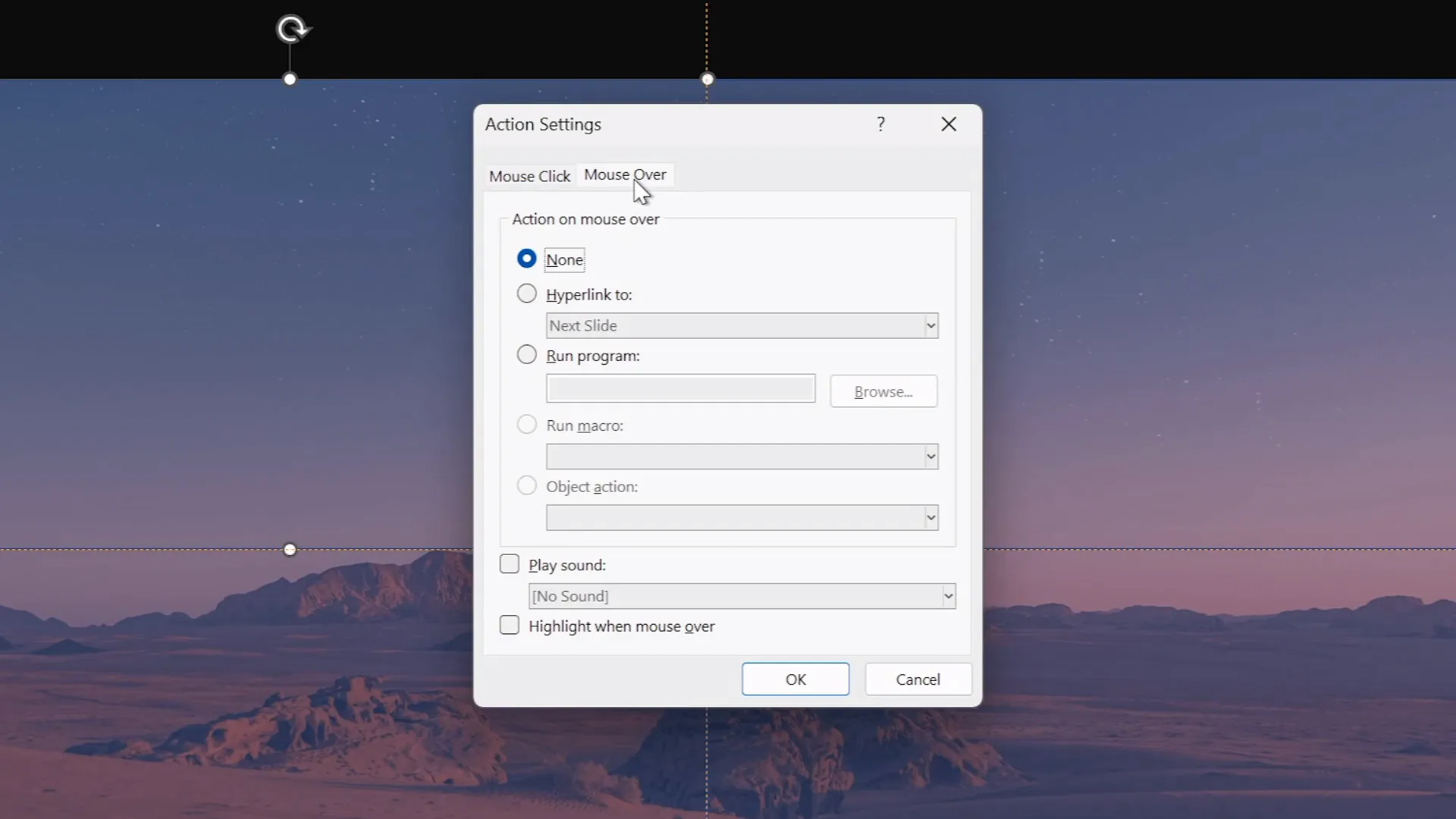 Assigning mouse-over actions to rectangles