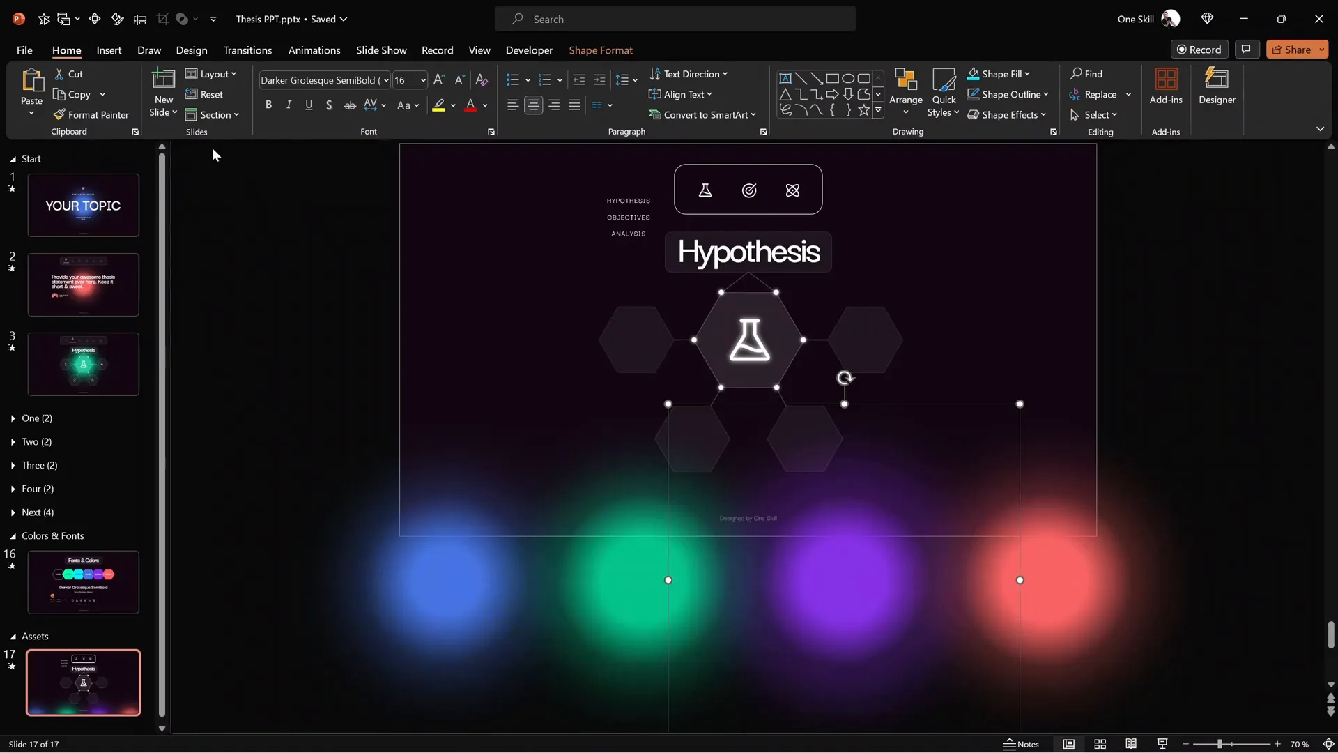 Morph transition animating the active icon in the menu