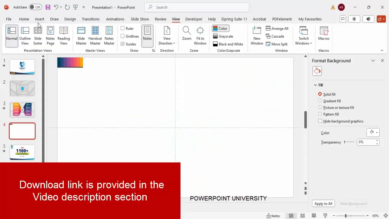 Adding a new slide and enabling guides in PowerPoint