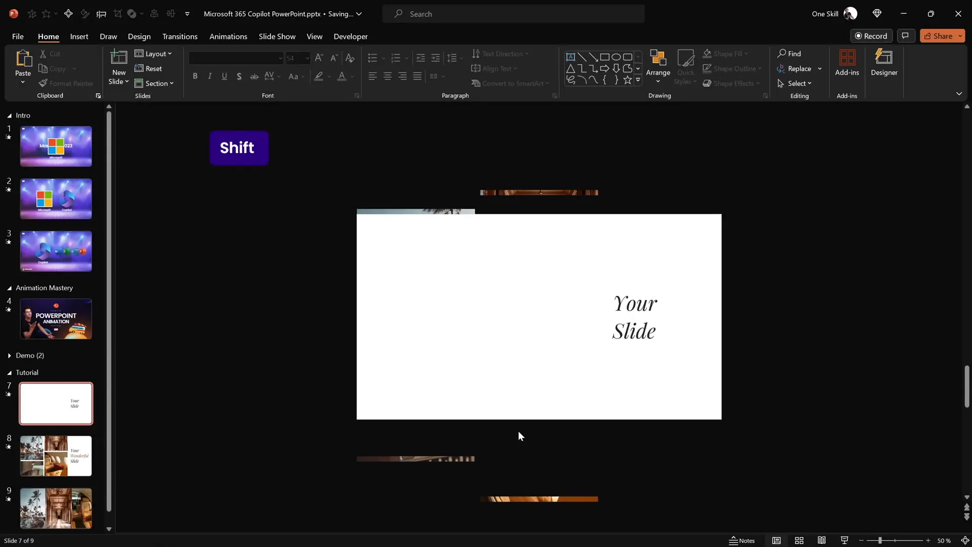 Creating animation delays by varying photo positions outside slide