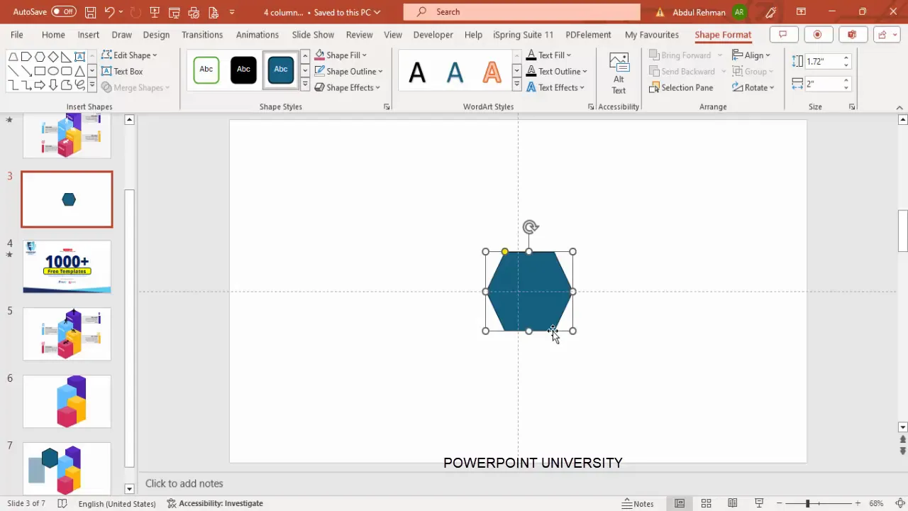 Drawing and rotating the hexagon shape