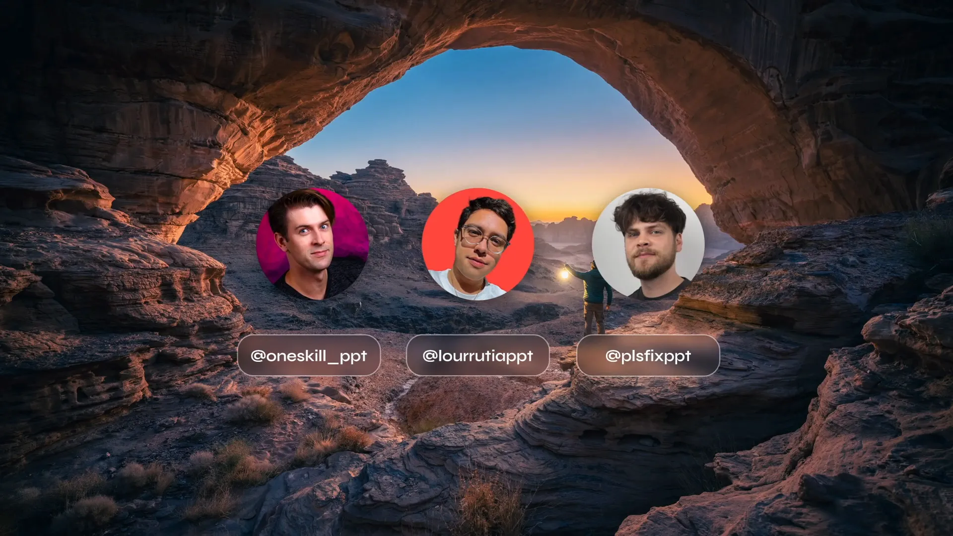 Introduction to the PowerPoint slide design challenge with three creators