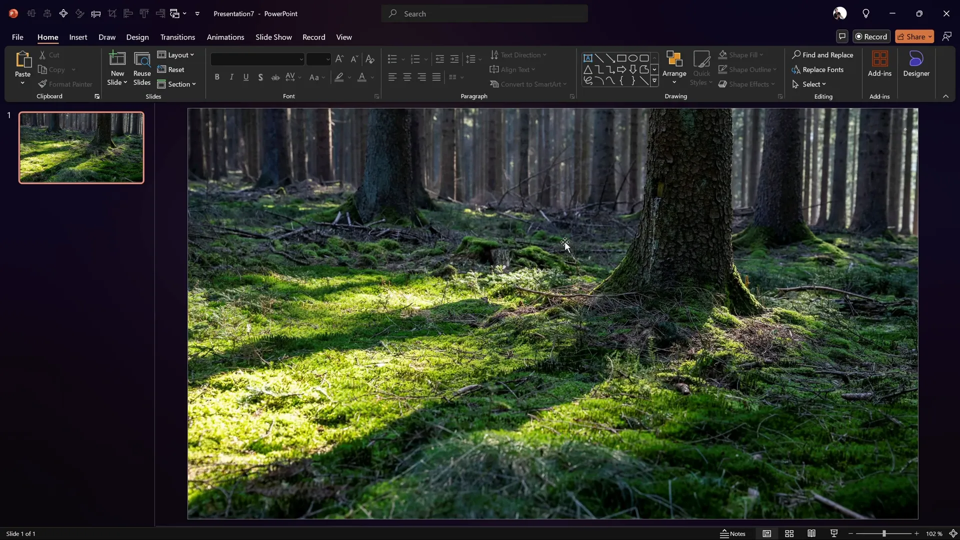Adjusting photo temperature and brightness in PowerPoint