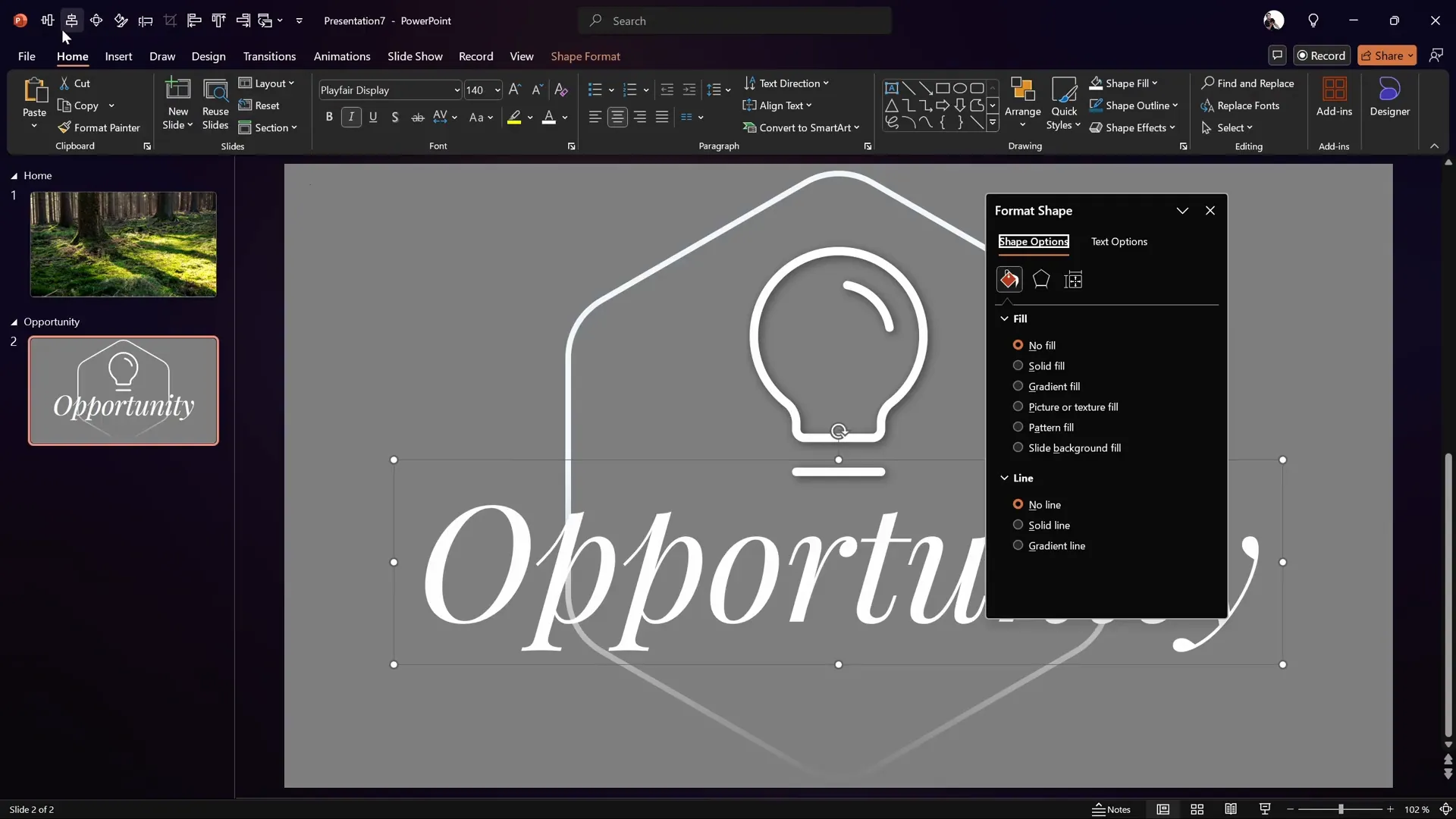 Styling text box with shadow effect in PowerPoint