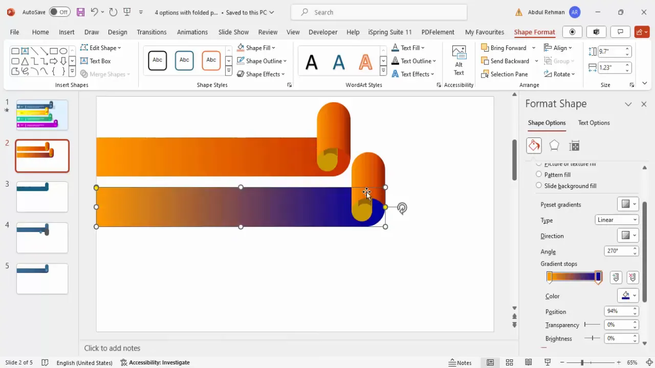 Duplicating folded paper options with different color schemes