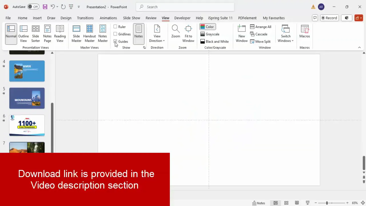 Enable guides in PowerPoint view tab