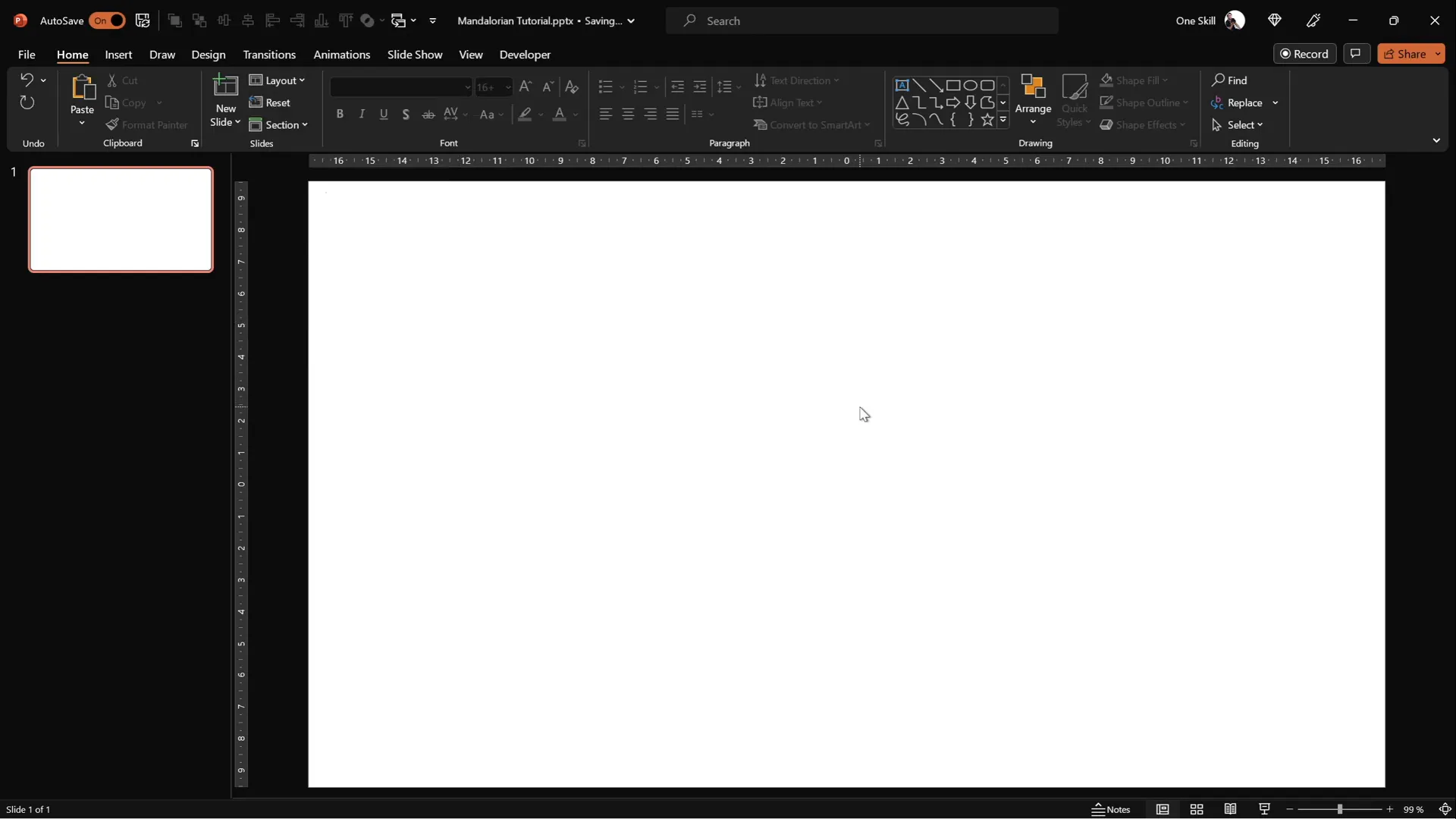Fresh blank PowerPoint slide with blank layout