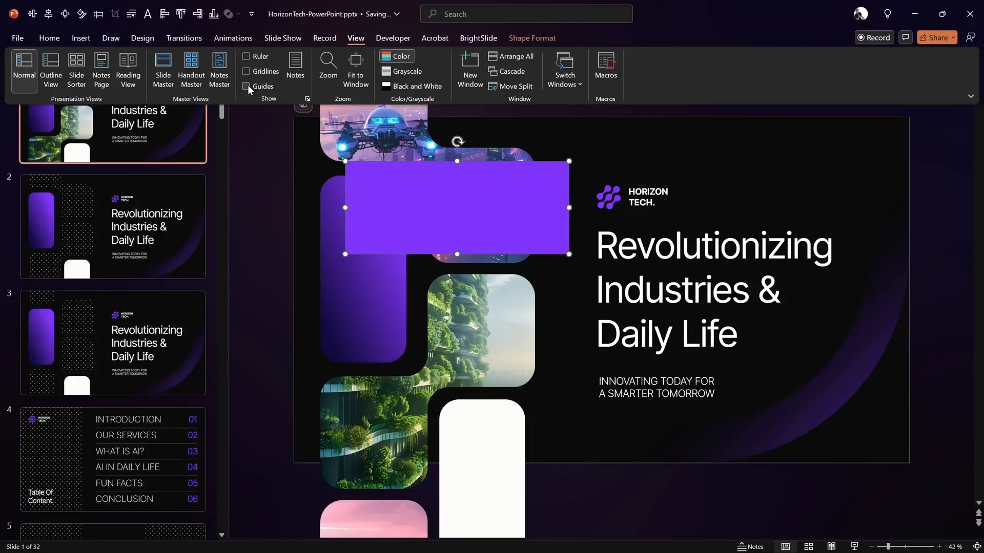 Creating gradient shadow rectangle at the top of the slide