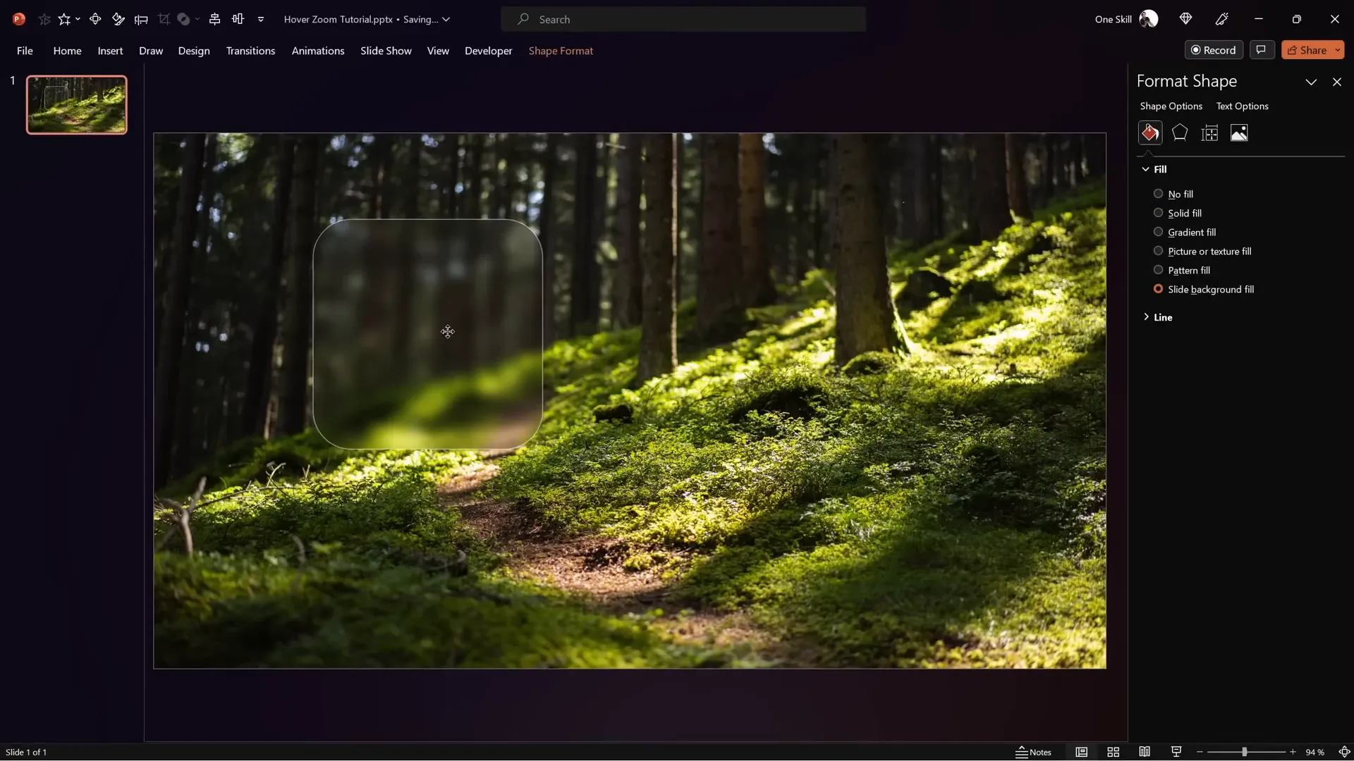 Glassmorphic effect applied on a rounded rectangle shape