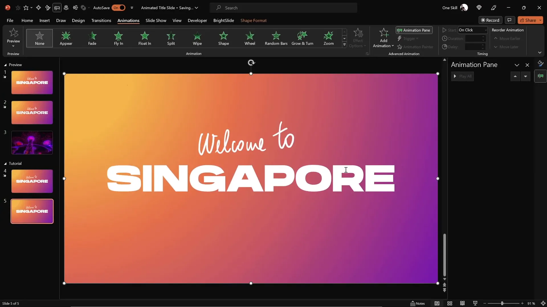 PowerPoint animated title slide example