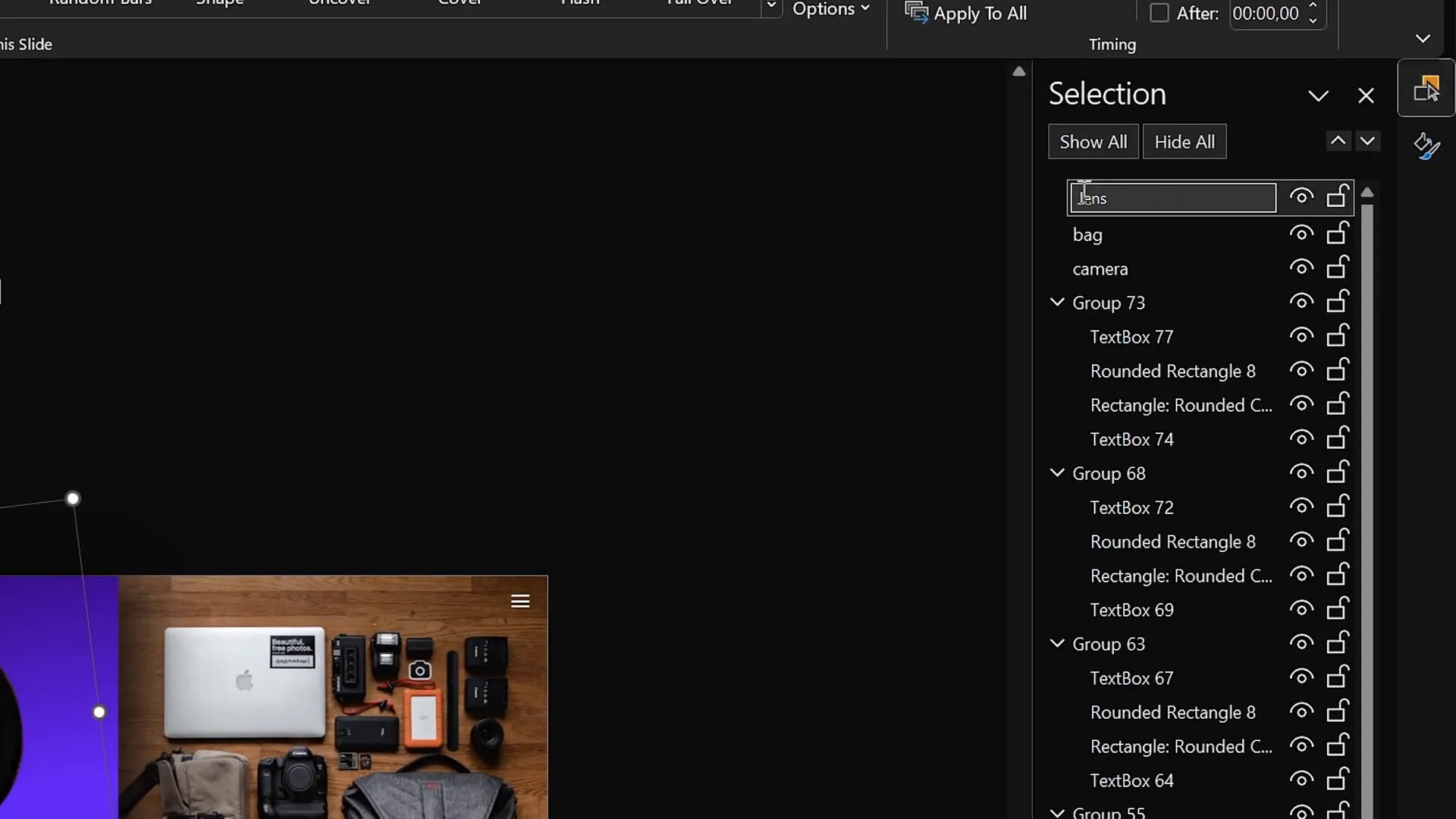 Renaming objects in Selection Pane to fix Morph transition issues