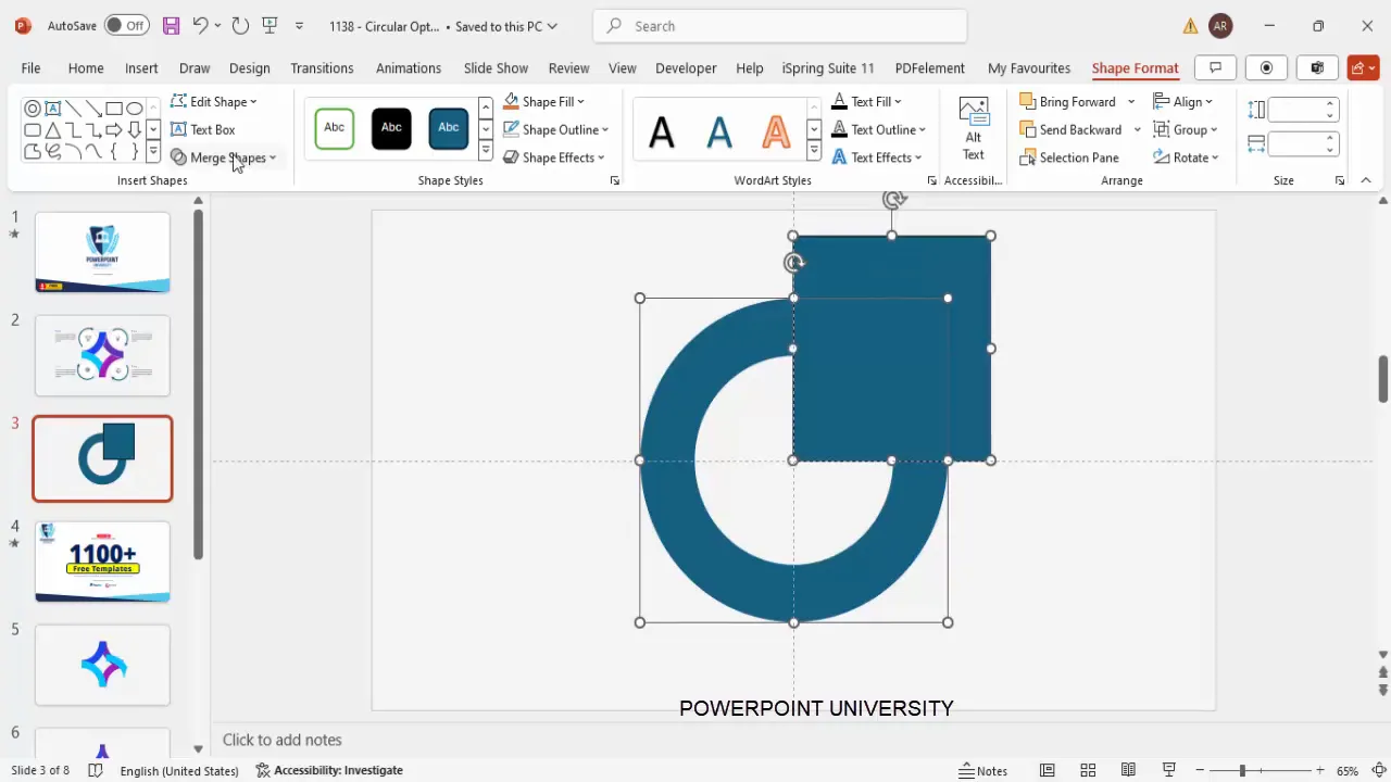 Creating infographic segments by intersecting circle with rectangle
