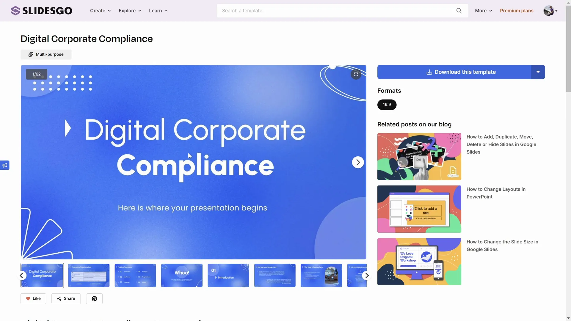 Slidesgo digital corporate compliance template with grainy texture
